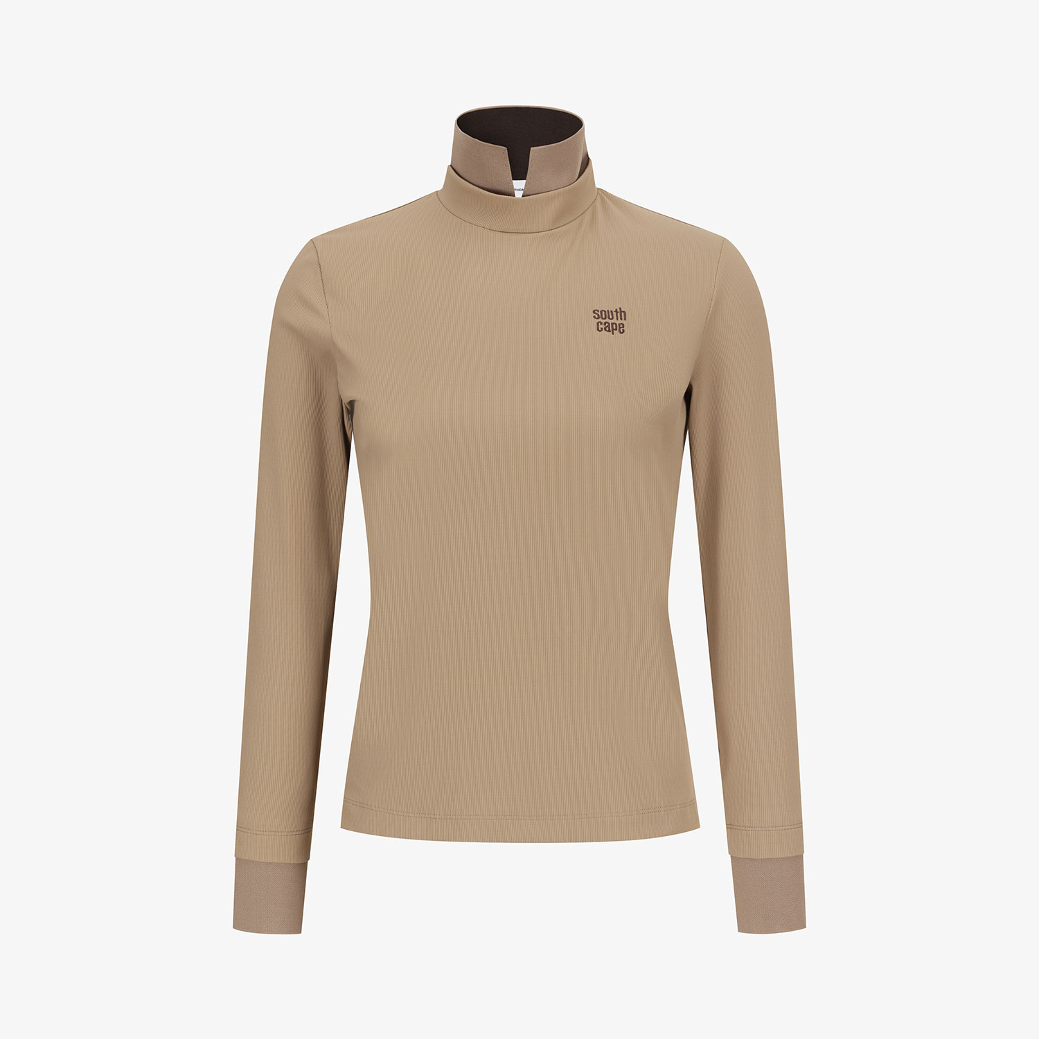 Áo golf nữ cổ đứng tay dài màu be thương hiệu Southcape