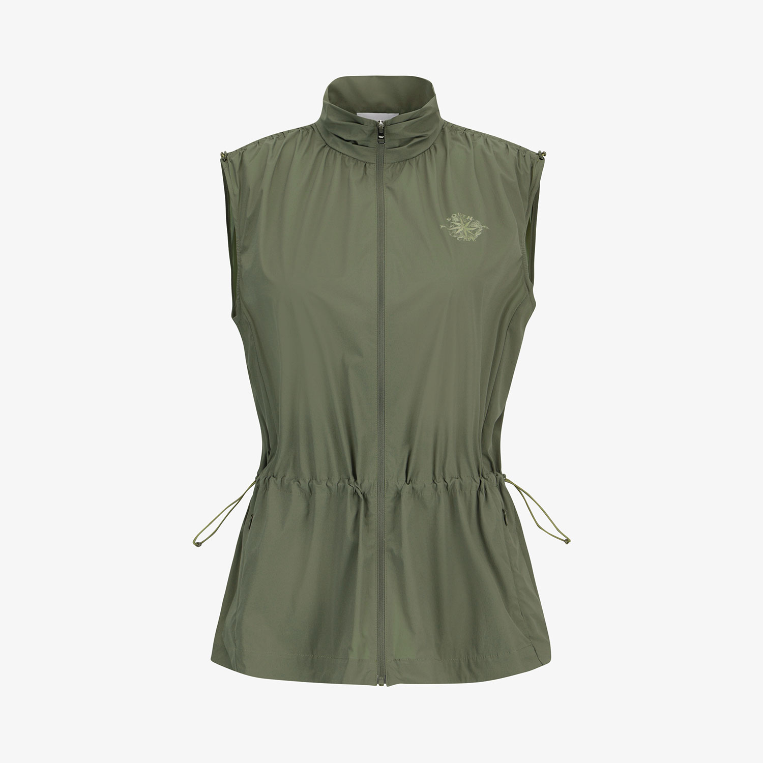 Áo vest golf nữ Southcape màu kaki dáng suông không tay cổ trụ đứng
