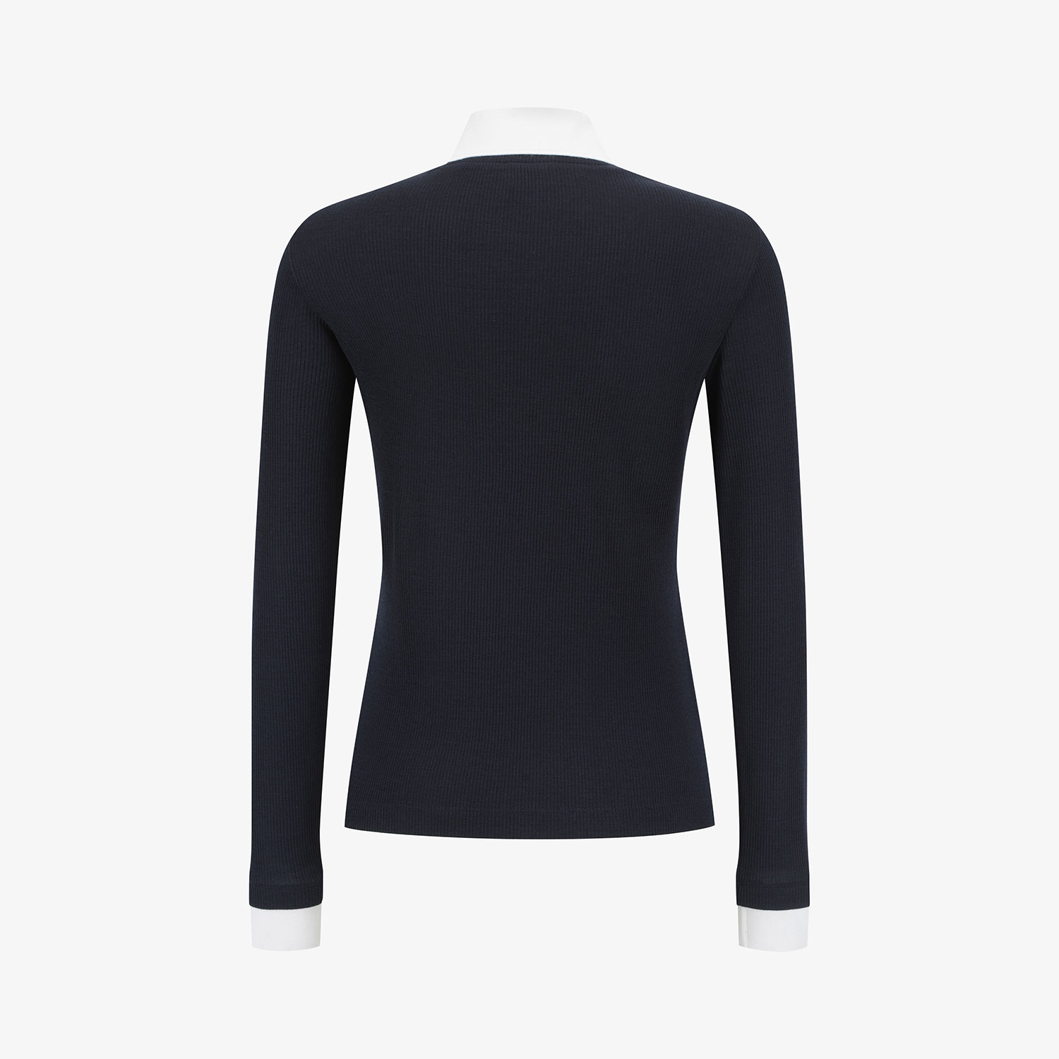 Áo golf nữ tay dài cổ trắng màu xanh navy — ảnh 3