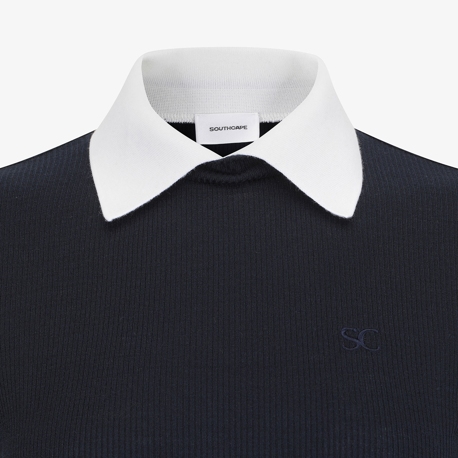 Áo golf nữ tay dài cổ trắng màu xanh navy — ảnh 4