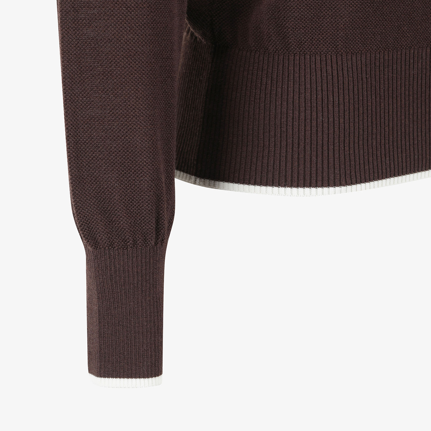 Áo knit golf nữ cổ tròn tay dài màu nâu — ảnh 5