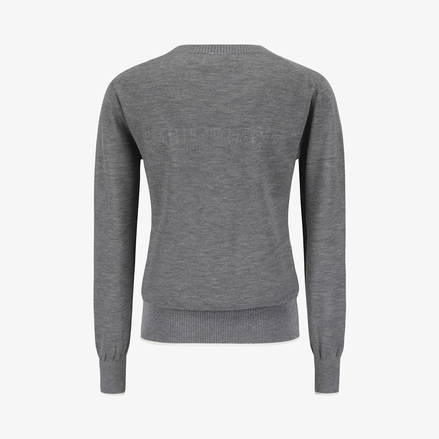 Áo knit golf nữ cổ tròn tay dài màu xám — ảnh 3