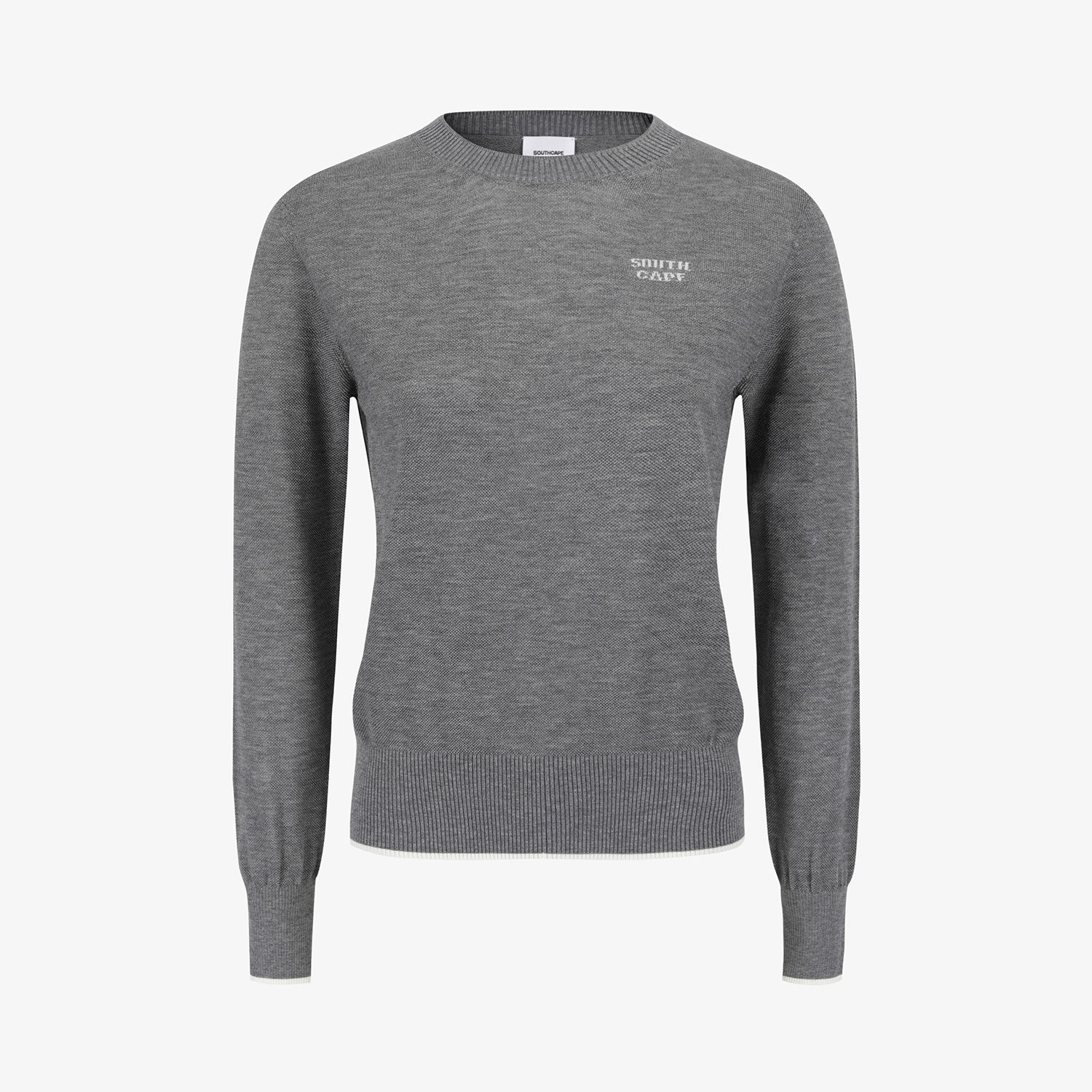 Áo knit golf nữ cổ tròn tay dài màu xám — ảnh 2