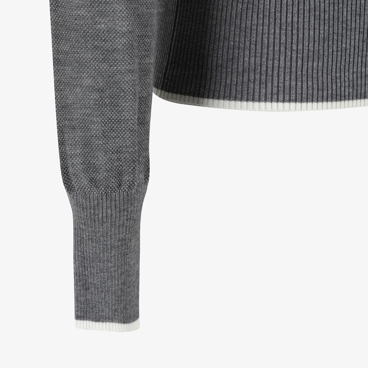 Áo knit golf nữ cổ tròn tay dài màu xám — ảnh 5