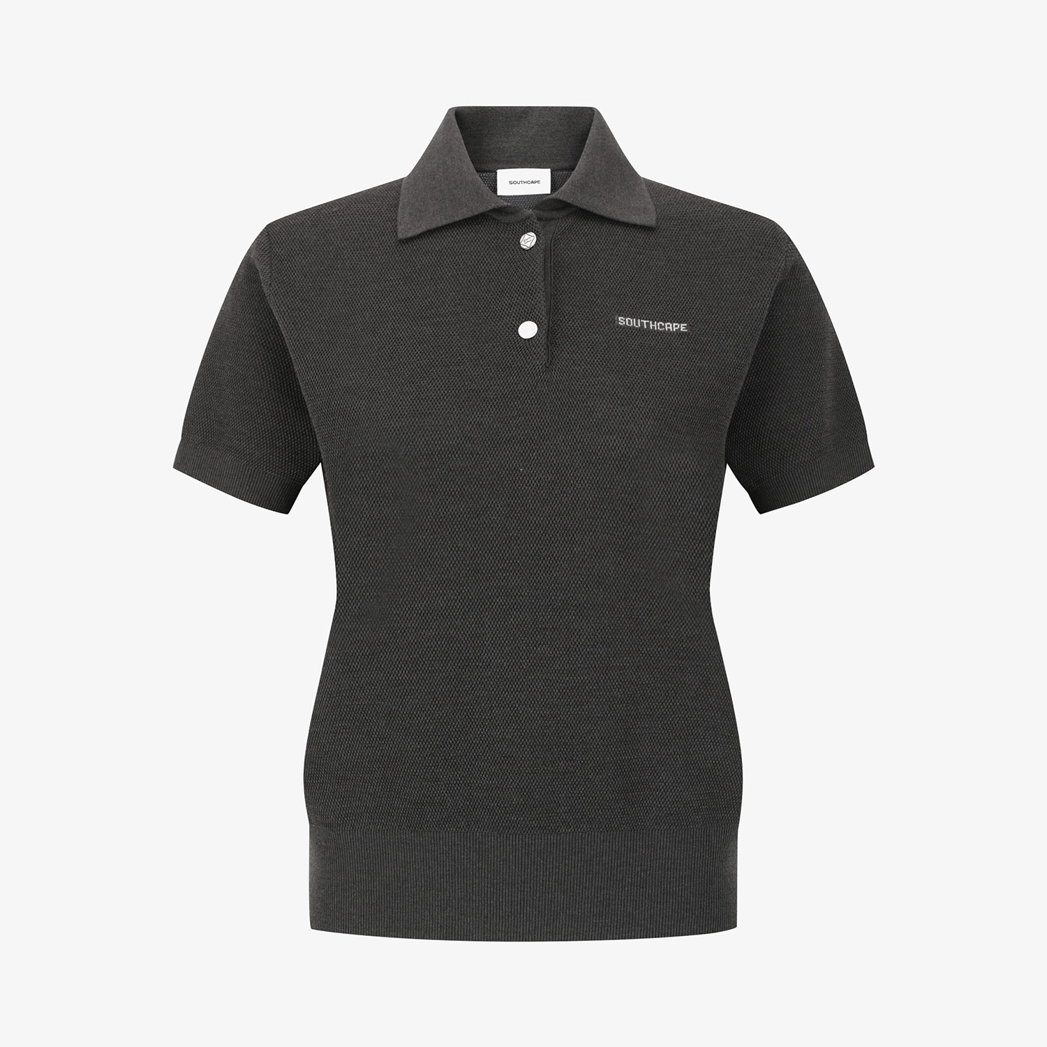 Áo knit golf nữ Southcape màu xám đậm cổ bẻ tay ngắn phong cách golfwear nữ Hàn Quốc
