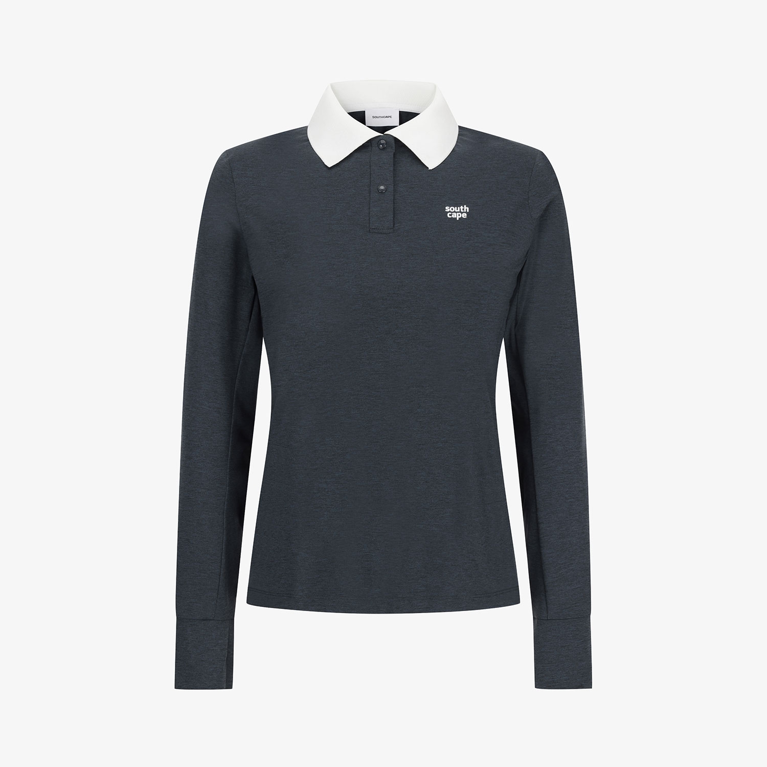 Áo golf nữ tay dài cổ bẻ trắng màu xanh navy đậm — ảnh 2