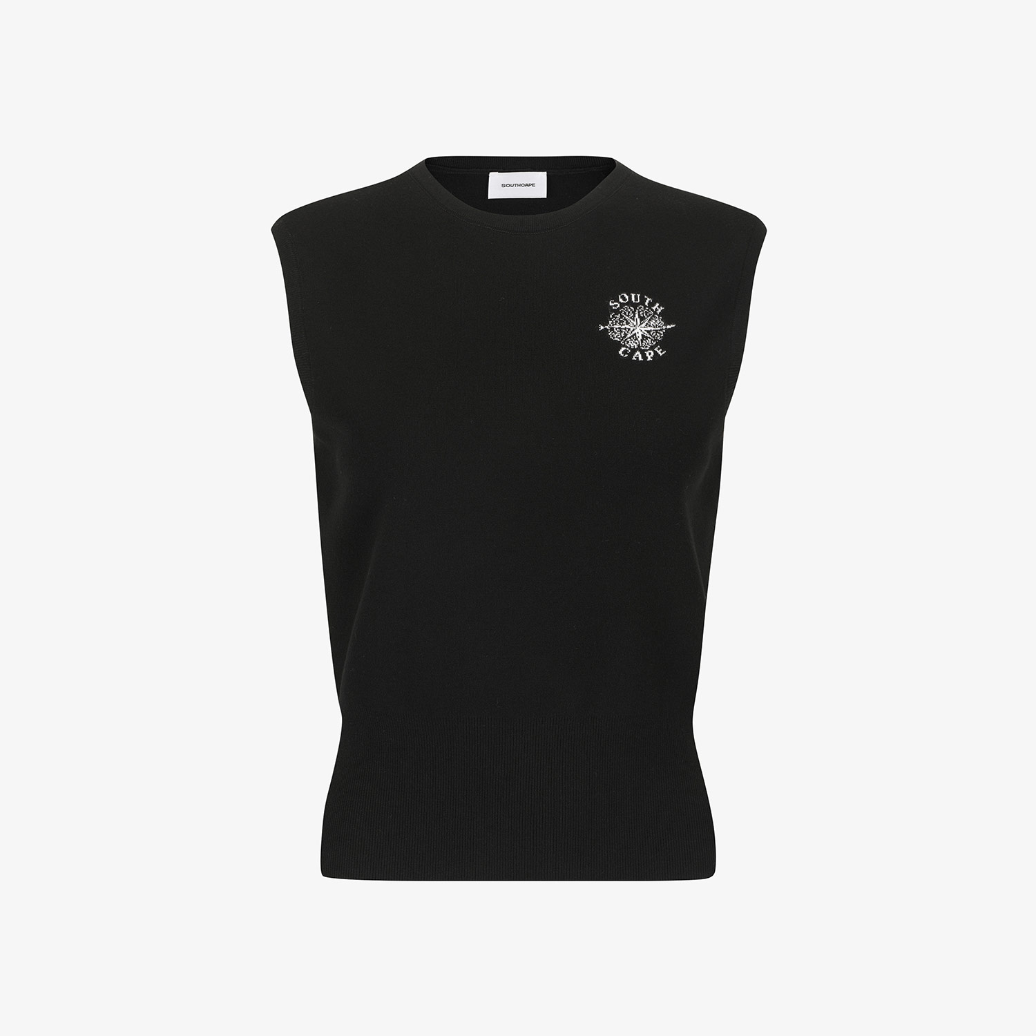Áo vest golf nữ Southcape màu đen dáng suông không tay có logo thêu trước ngực