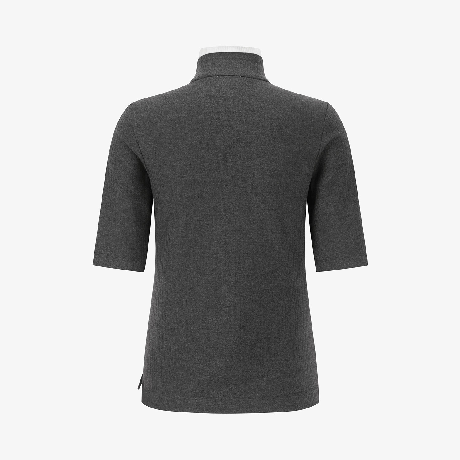 Áo knit golf nữ cổ cao khoá giữa tay lửng màu xám — ảnh 3