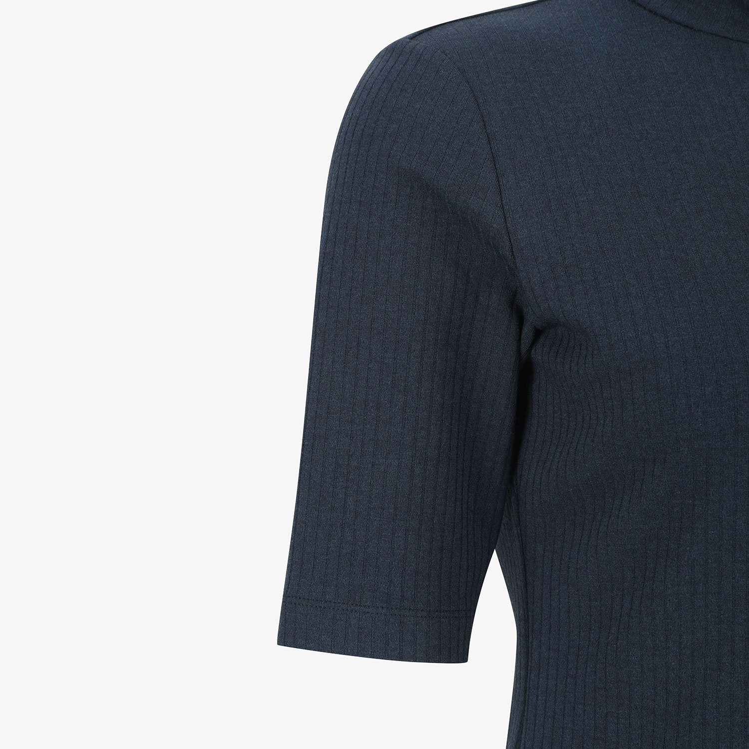 Áo knit golf nữ cổ cao tay lửng màu xanh navy — ảnh 5