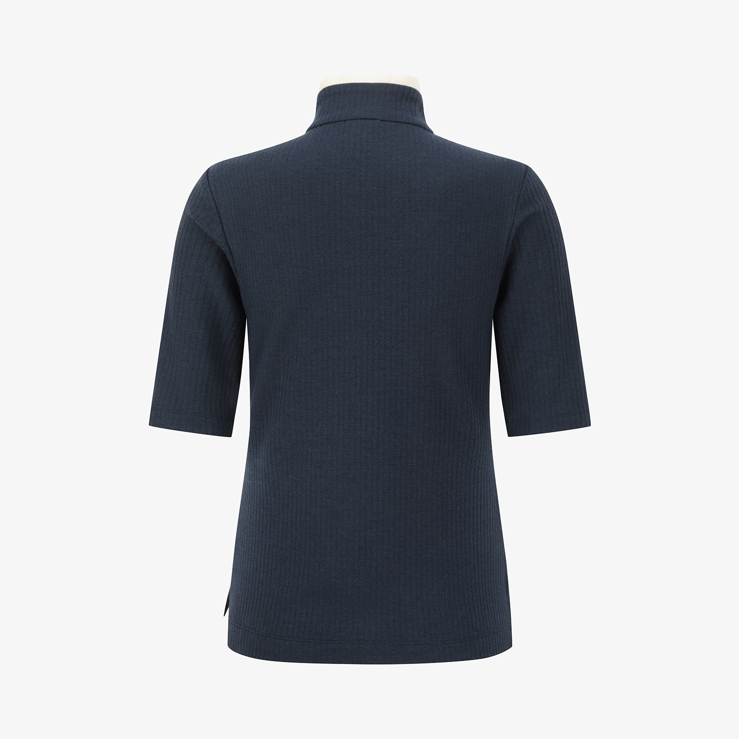 Áo knit golf nữ cổ cao tay lửng màu xanh navy — ảnh 3