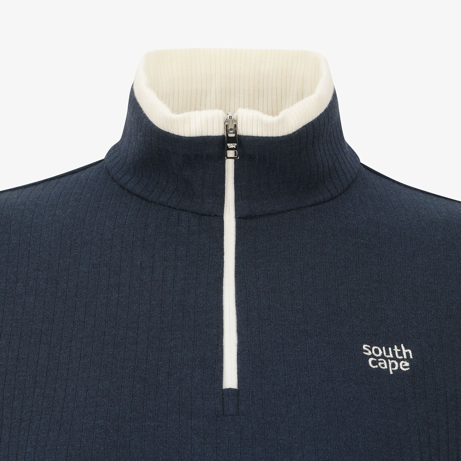 Áo knit golf nữ cổ cao tay lửng màu xanh navy — ảnh 4