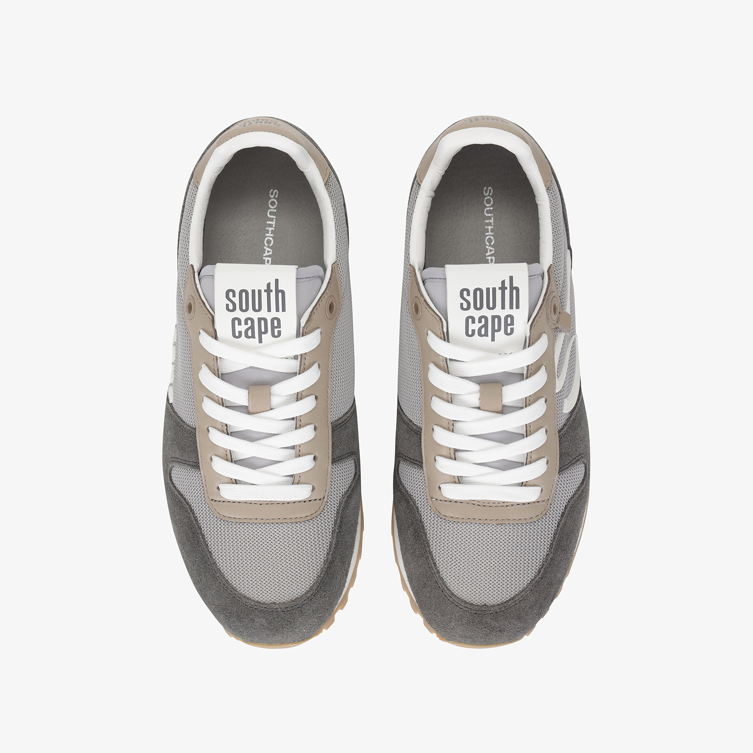 Giày golf nữ Southcape phối màu be và xám kiểu sneakers dây trắng