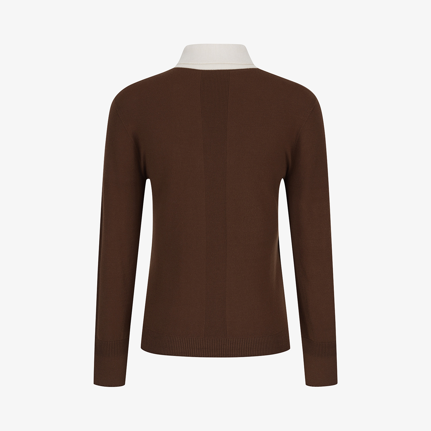 Áo knit golf nữ cổ bẻ màu nâu — ảnh 3