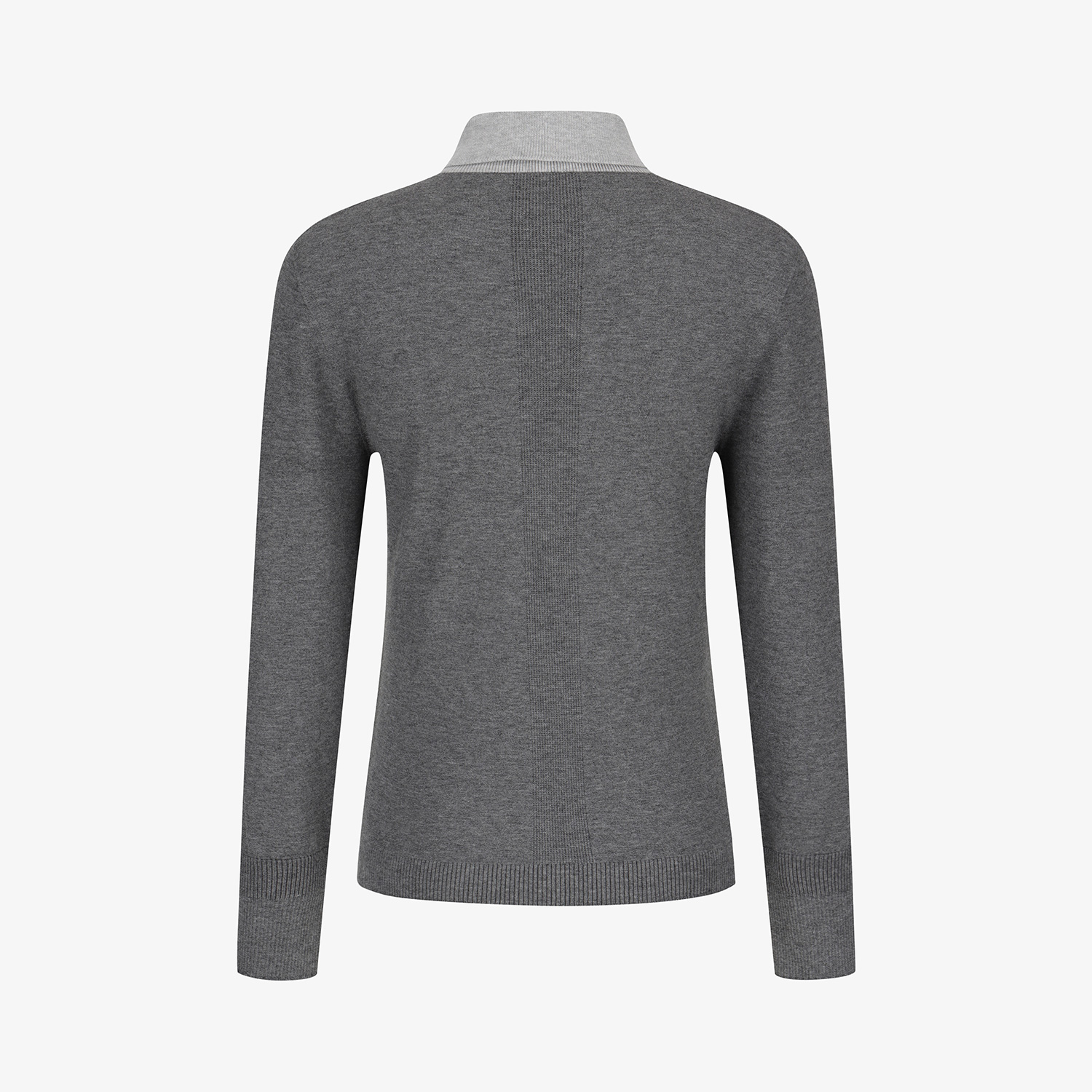 Áo knit golf nữ cổ bẻ phối màu xám — ảnh 3