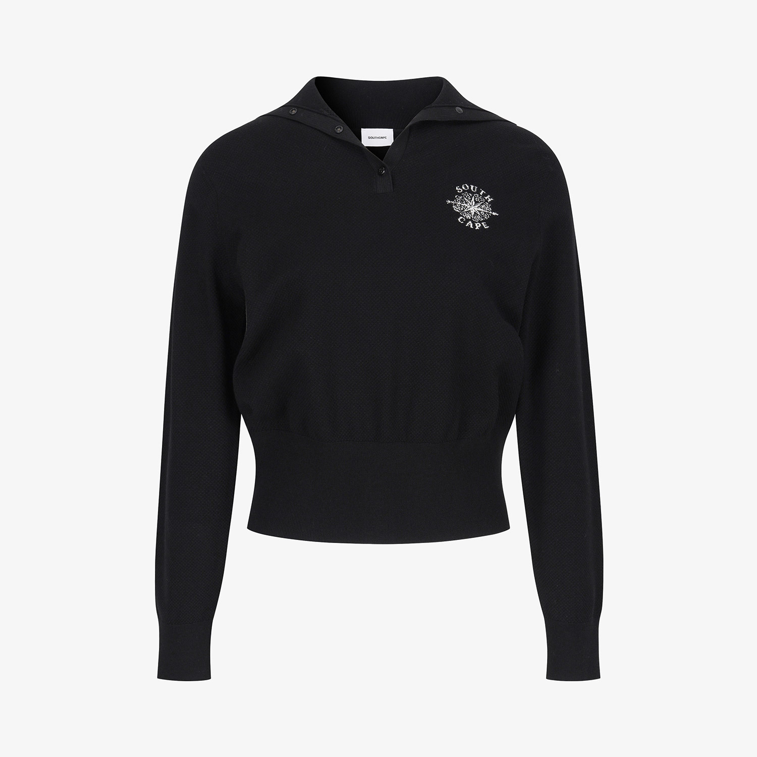 Áo knit golf nữ cổ trụ đen — ảnh 2