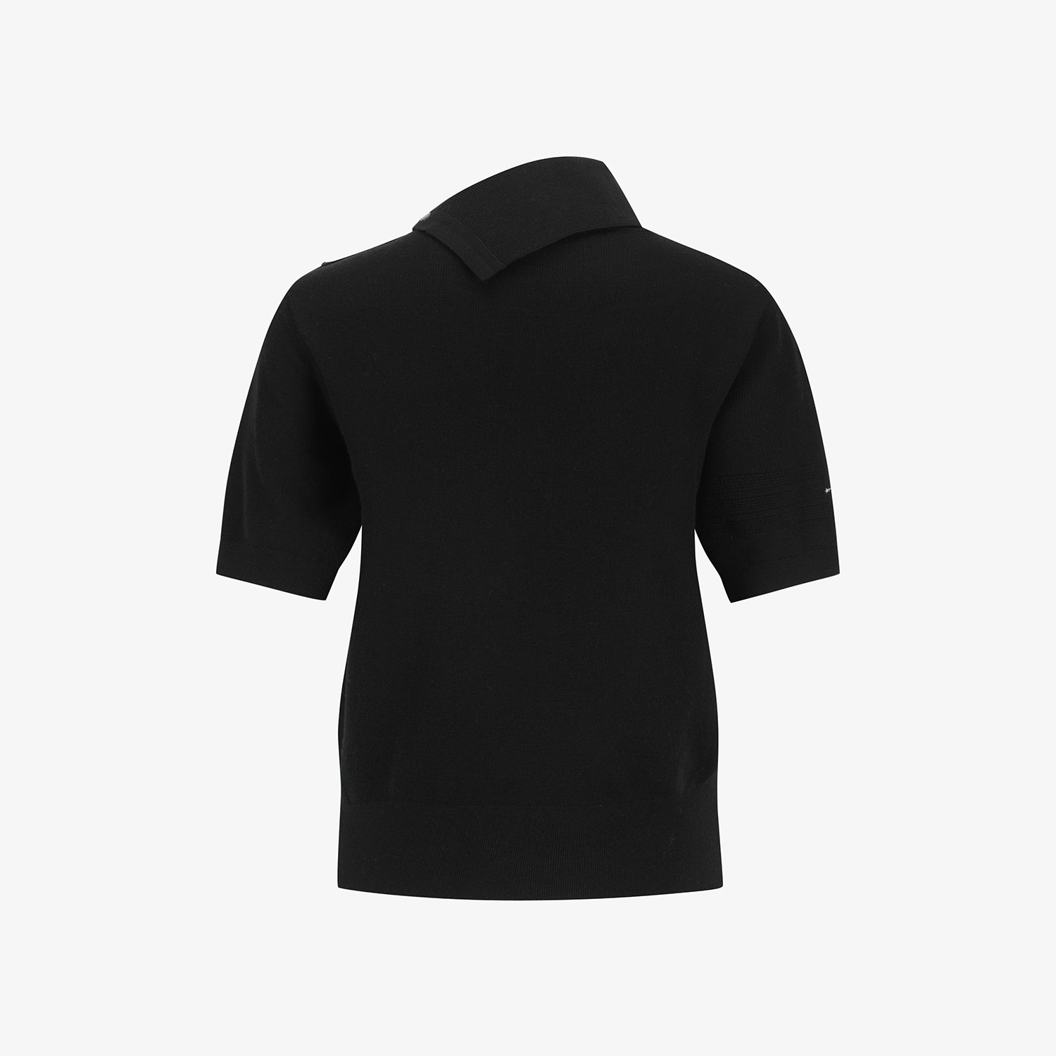 Áo knit golf nữ cổ lệch nút liền màu đen — ảnh 3