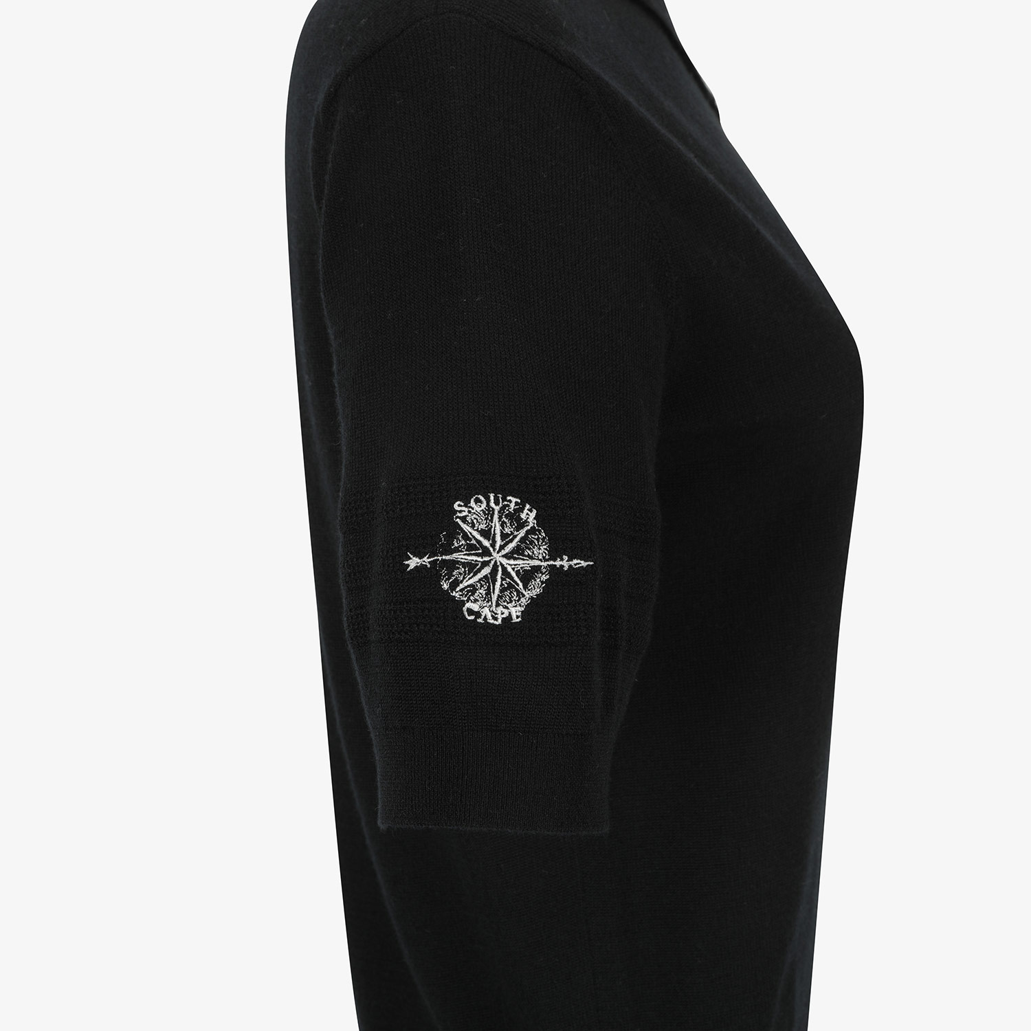 Áo knit golf nữ cổ lệch nút liền màu đen — ảnh 6