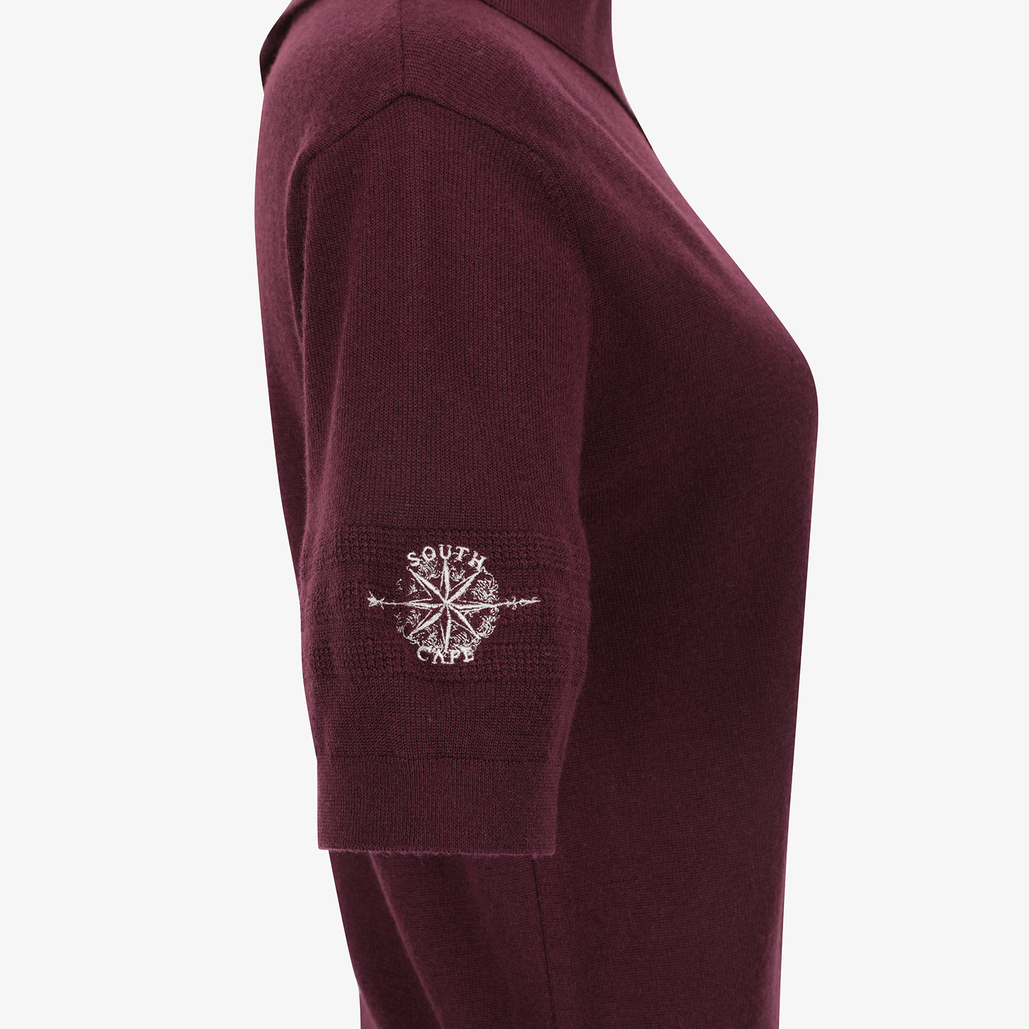 Áo knit golf nữ cổ gập cài nút màu đỏ rượu vang — ảnh 6