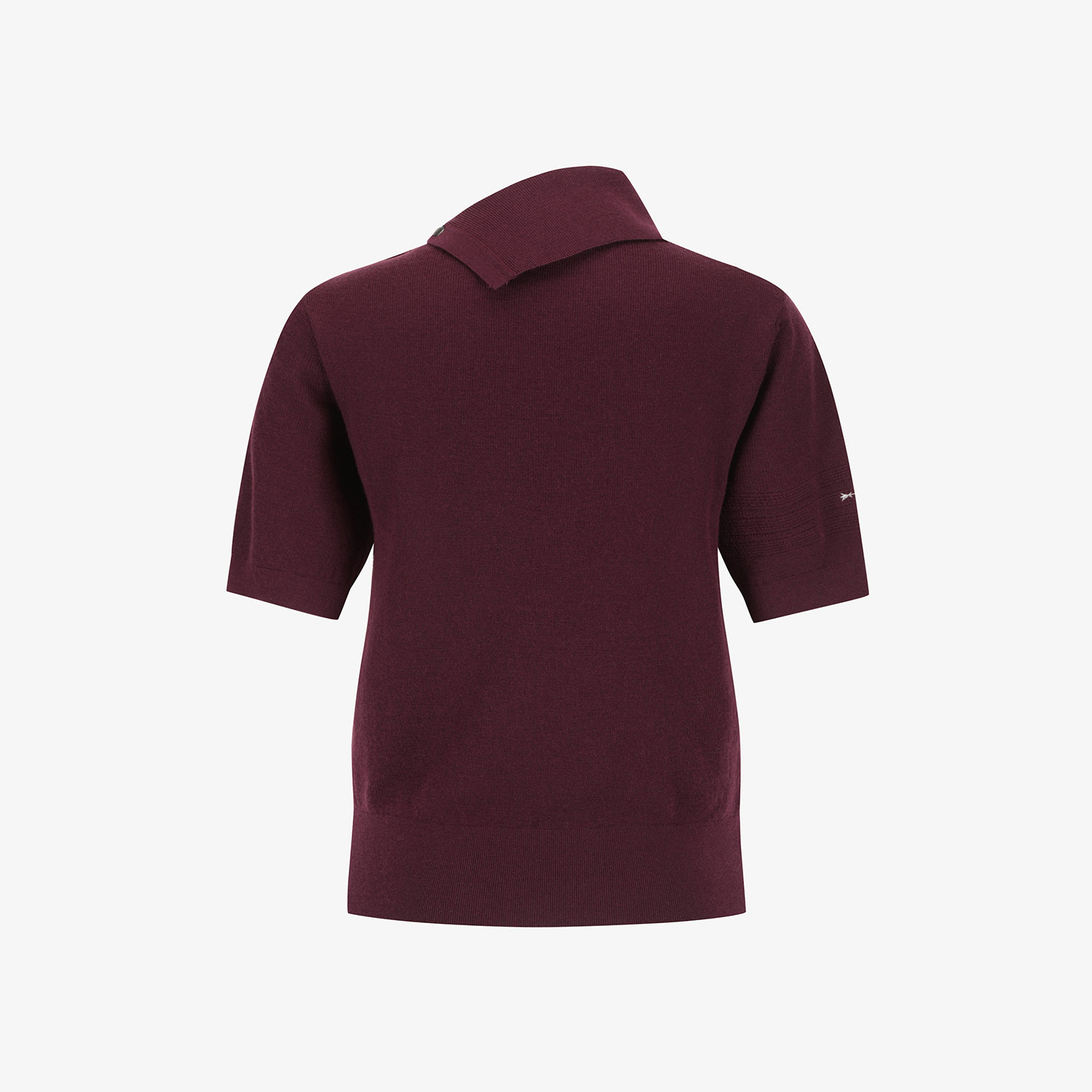 Áo knit golf nữ cổ gập cài nút màu đỏ rượu vang — ảnh 3