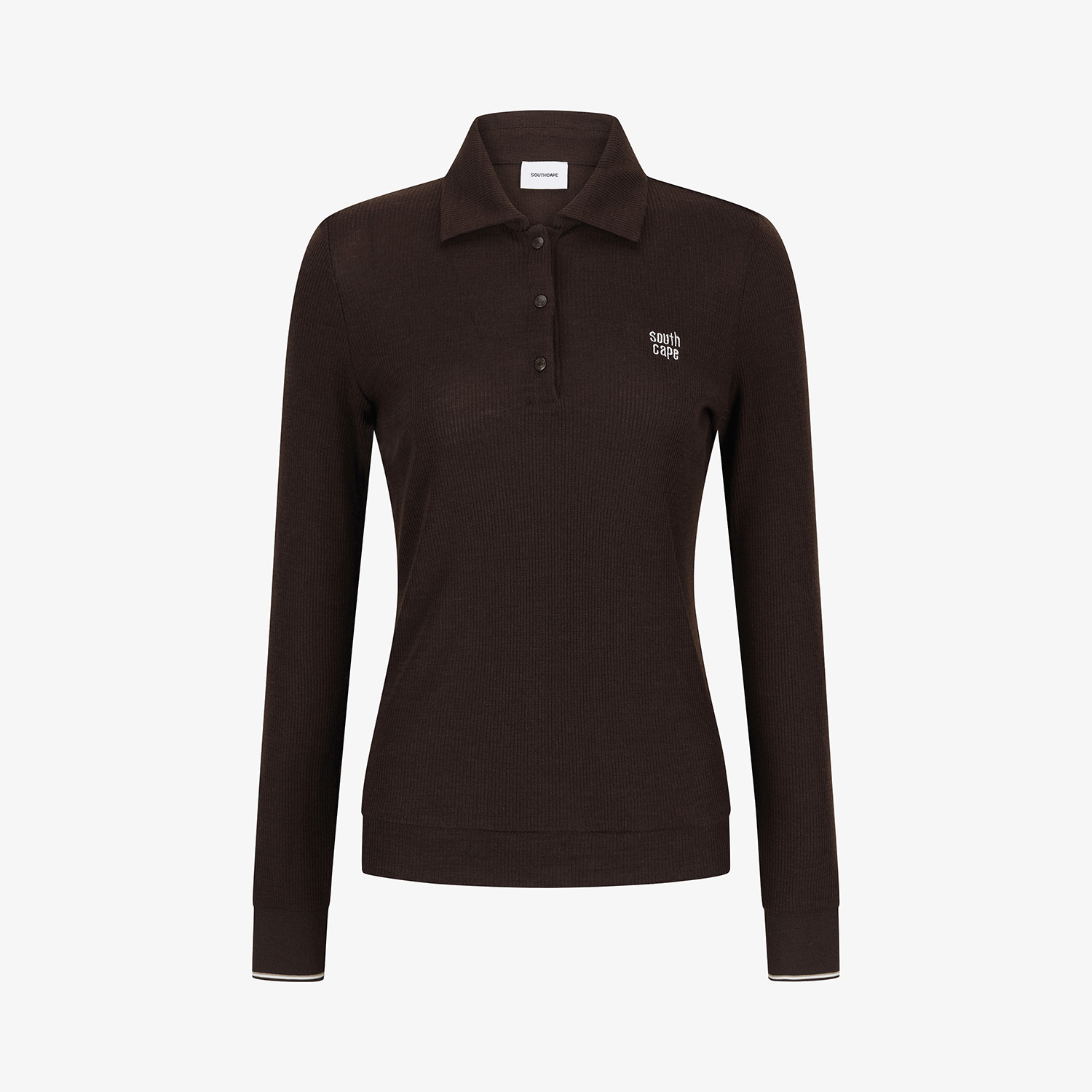 Áo golf nữ cổ bẻ tay dài màu nâu Southcape kiểu dáng ôm nhẹ