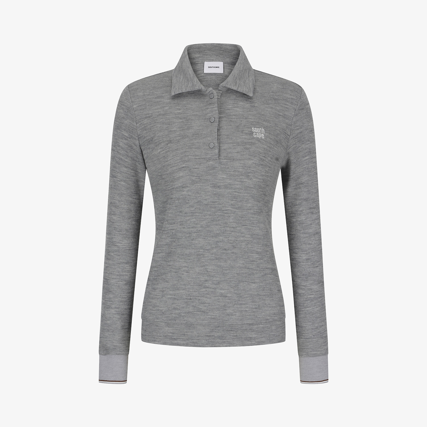 Áo golf nữ Southcape màu xám, cổ bẻ, tay dài, phong cách golfwear nữ Hàn Quốc
