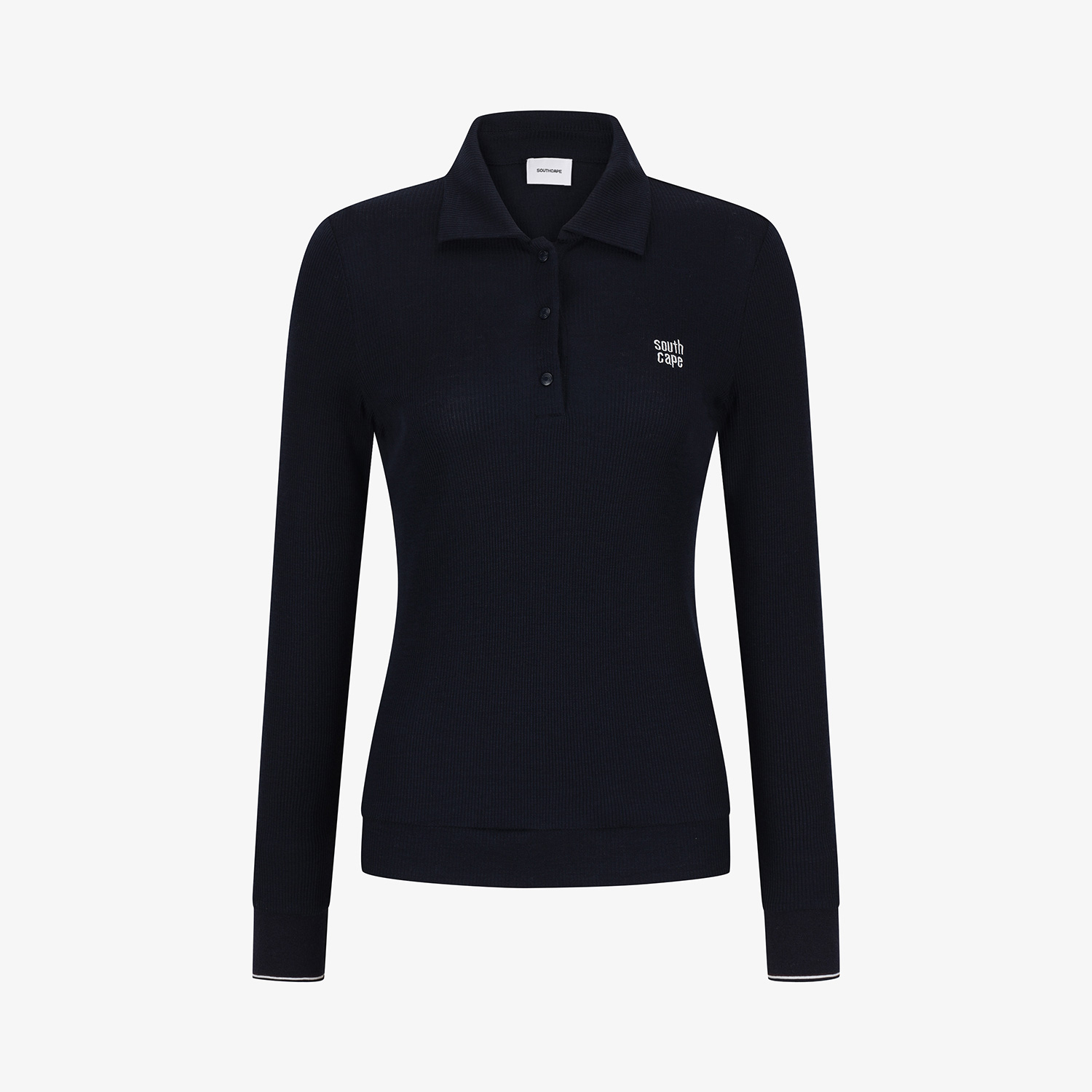 Áo golf nữ màu xanh navy tay dài cổ bẻ thêu logo Southcape nhỏ