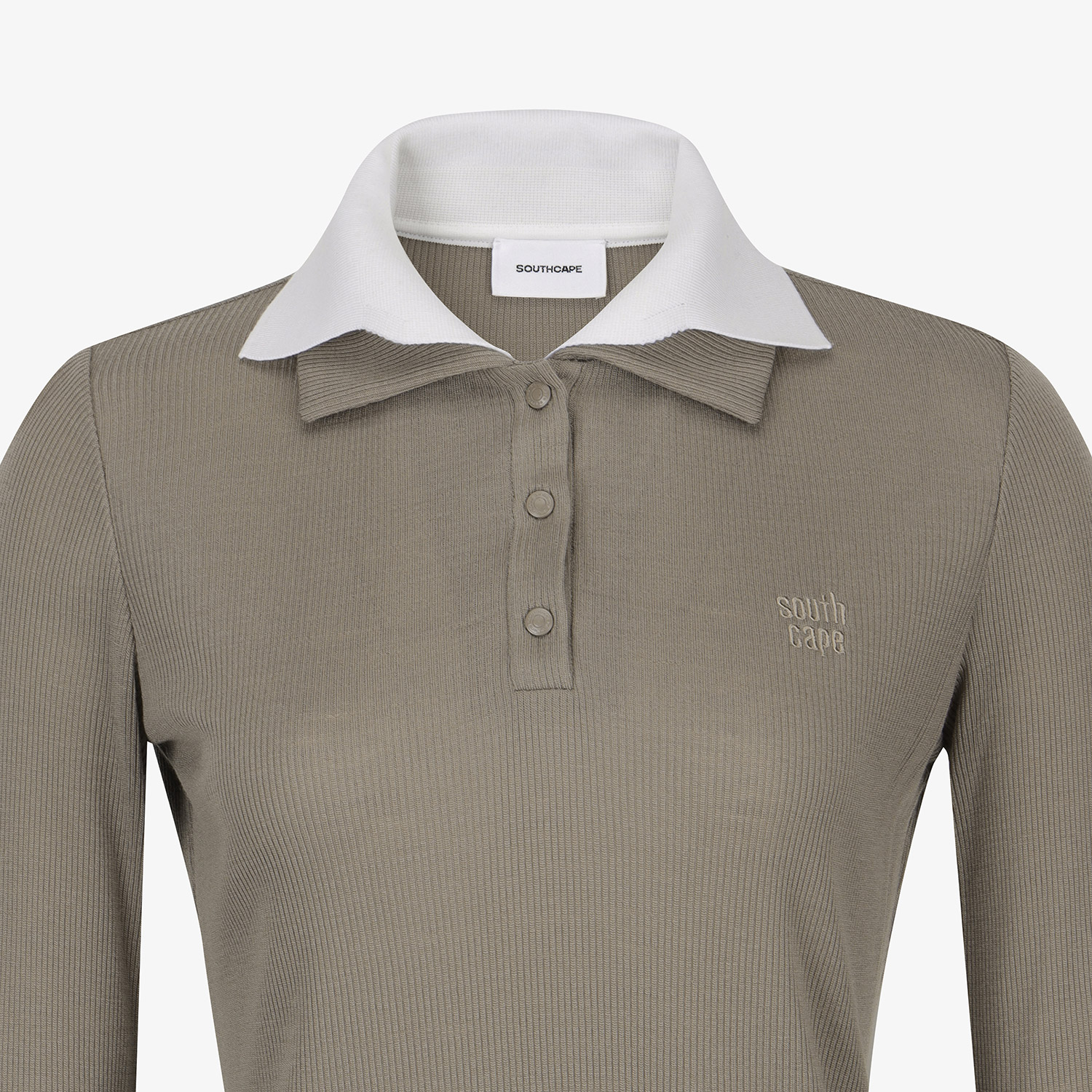 Áo golf nữ tay dài cổ bẻ phối màu 세피아 — ảnh 4