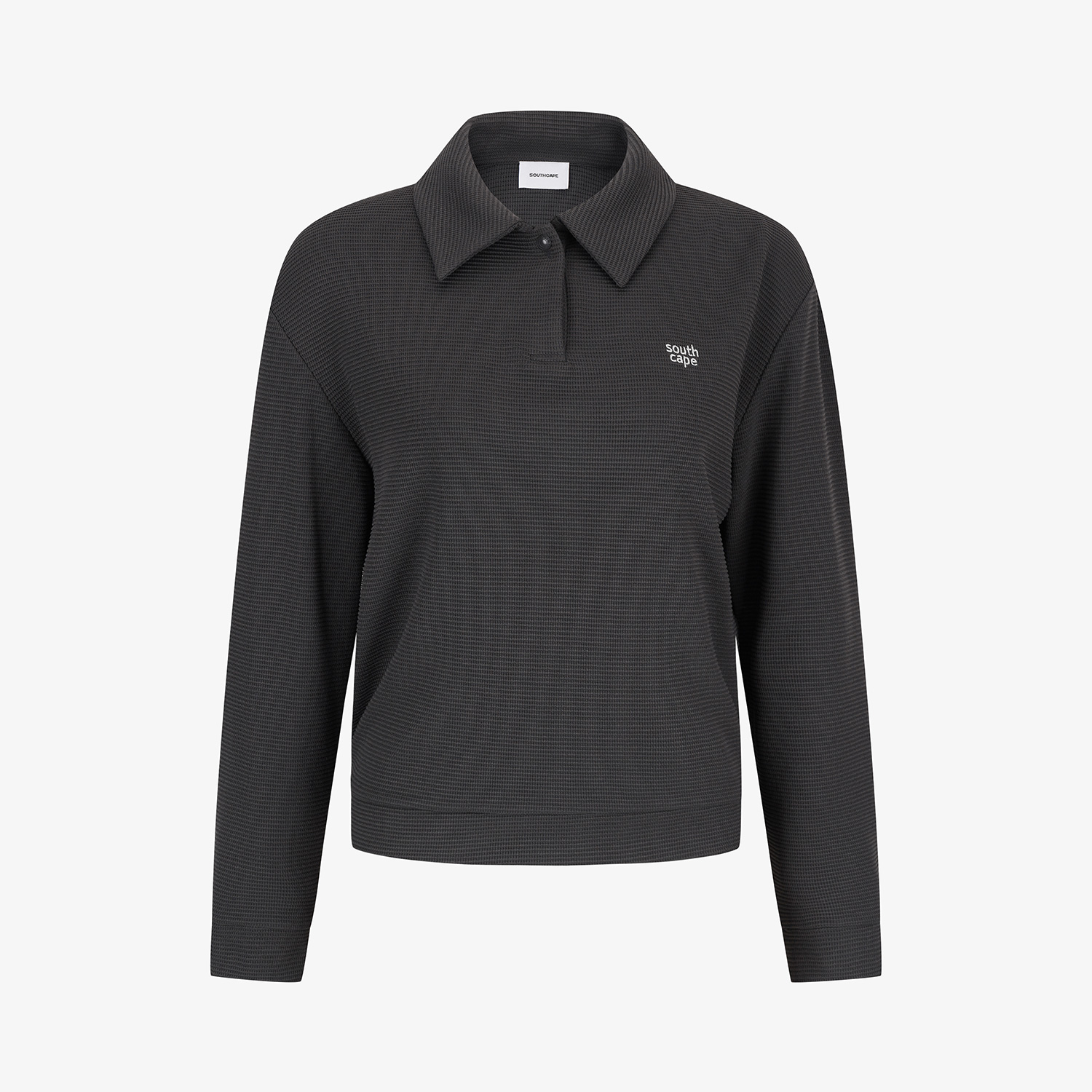 Áo golf nữ cổ bẻ tay dài màu xám đậm — ảnh 2