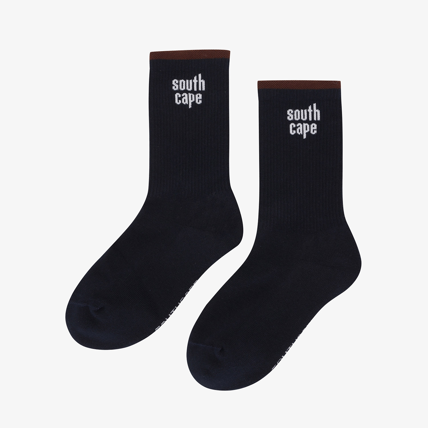 Đôi tất golf nữ màu xanh navy viền nâu có logo Southcape trắng