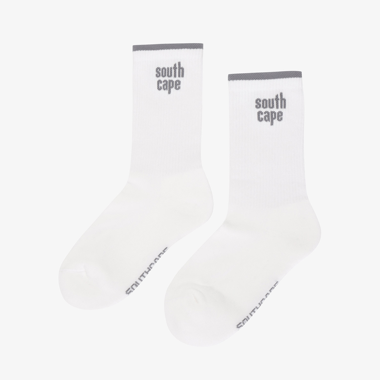 Tất golf nữ màu trắng cổ cao có chữ Southcape màu xám