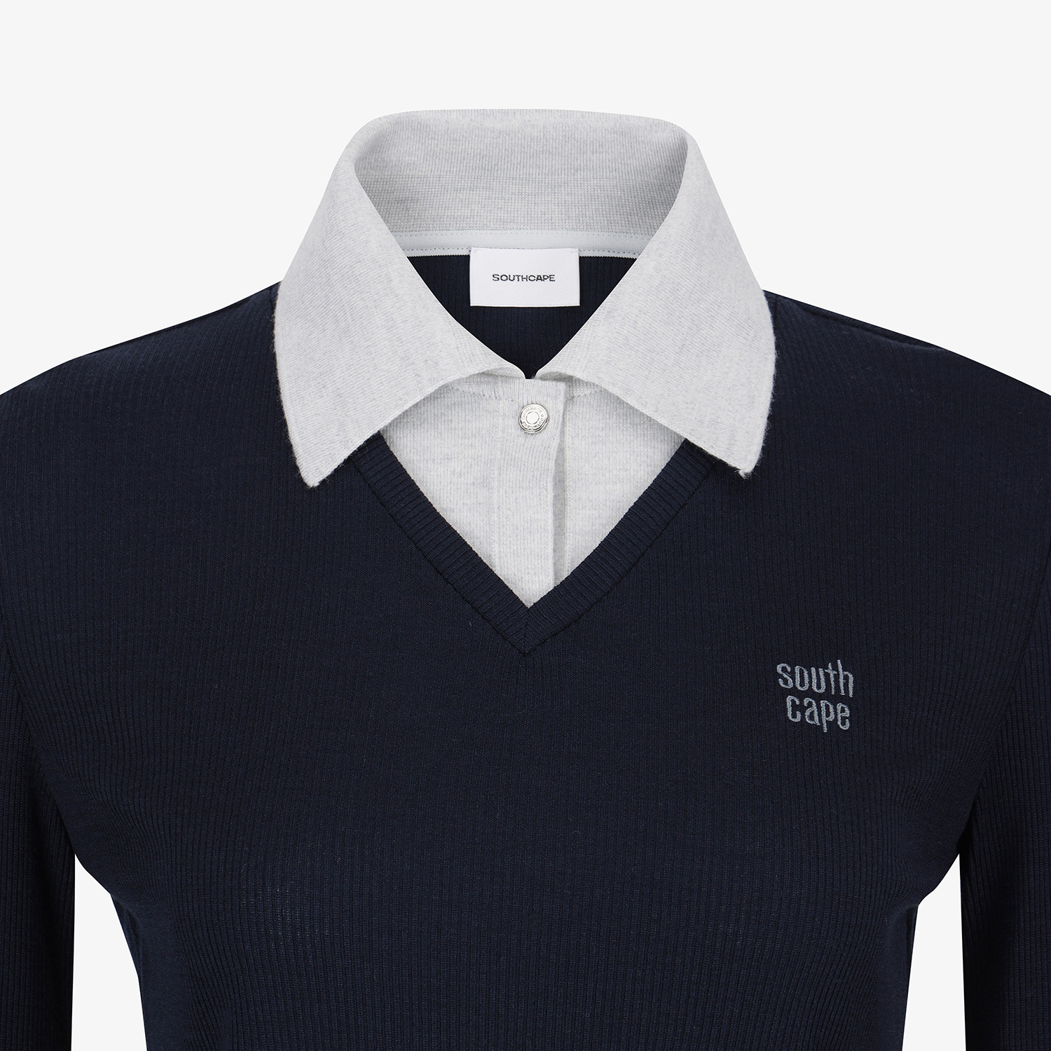 Áo golf nữ tay dài cổ sơ mi phối màu xanh navy — ảnh 4