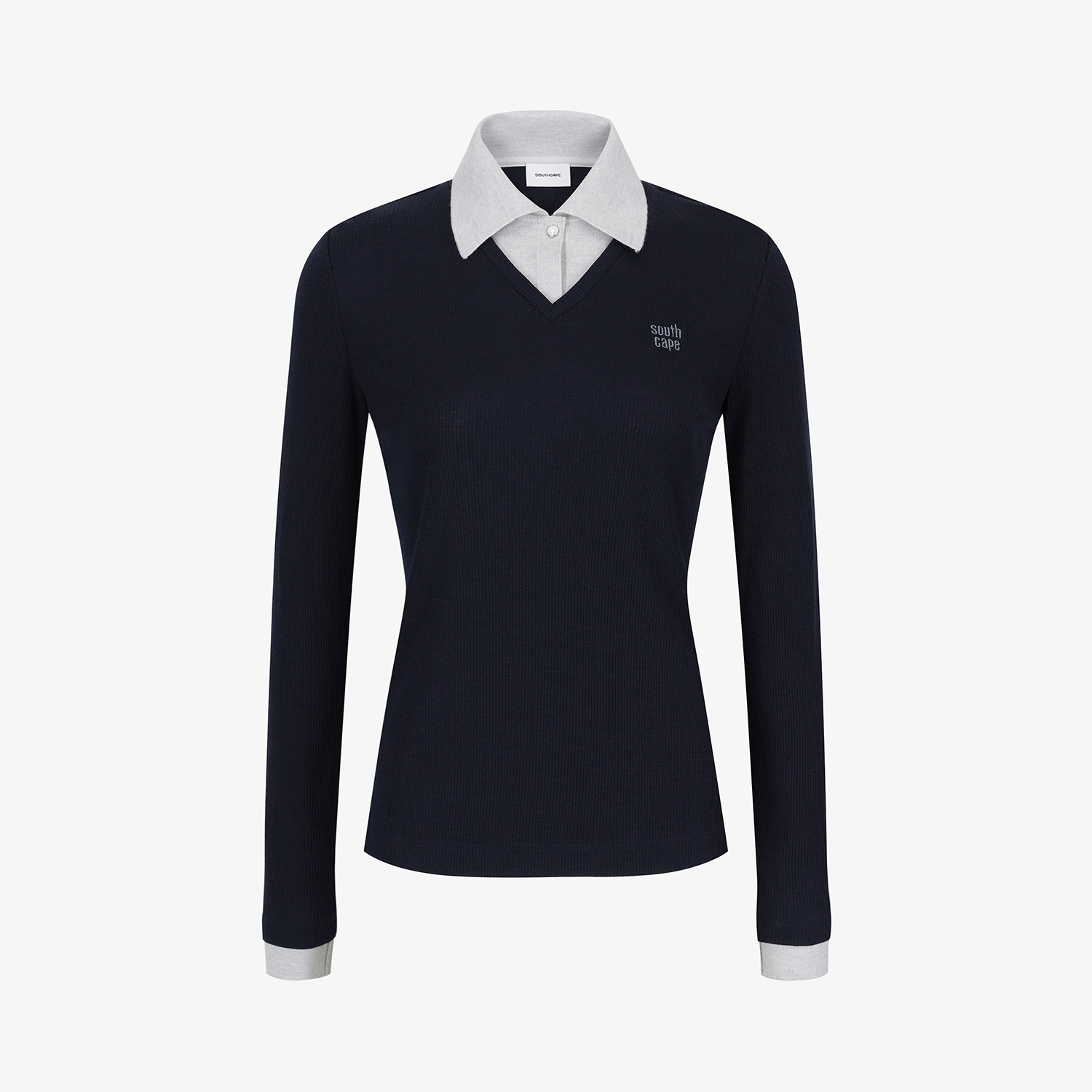 Áo golf nữ tay dài cổ sơ mi phối màu xanh navy — ảnh 2