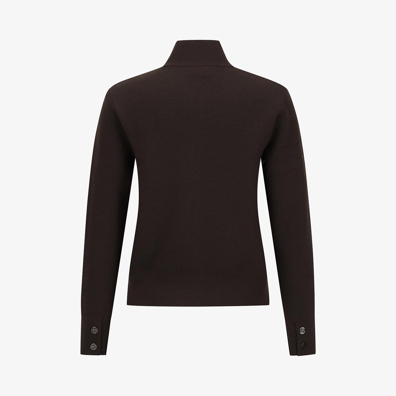 Áo knit golf nữ cổ cao khóa kéo màu nâu — ảnh 3