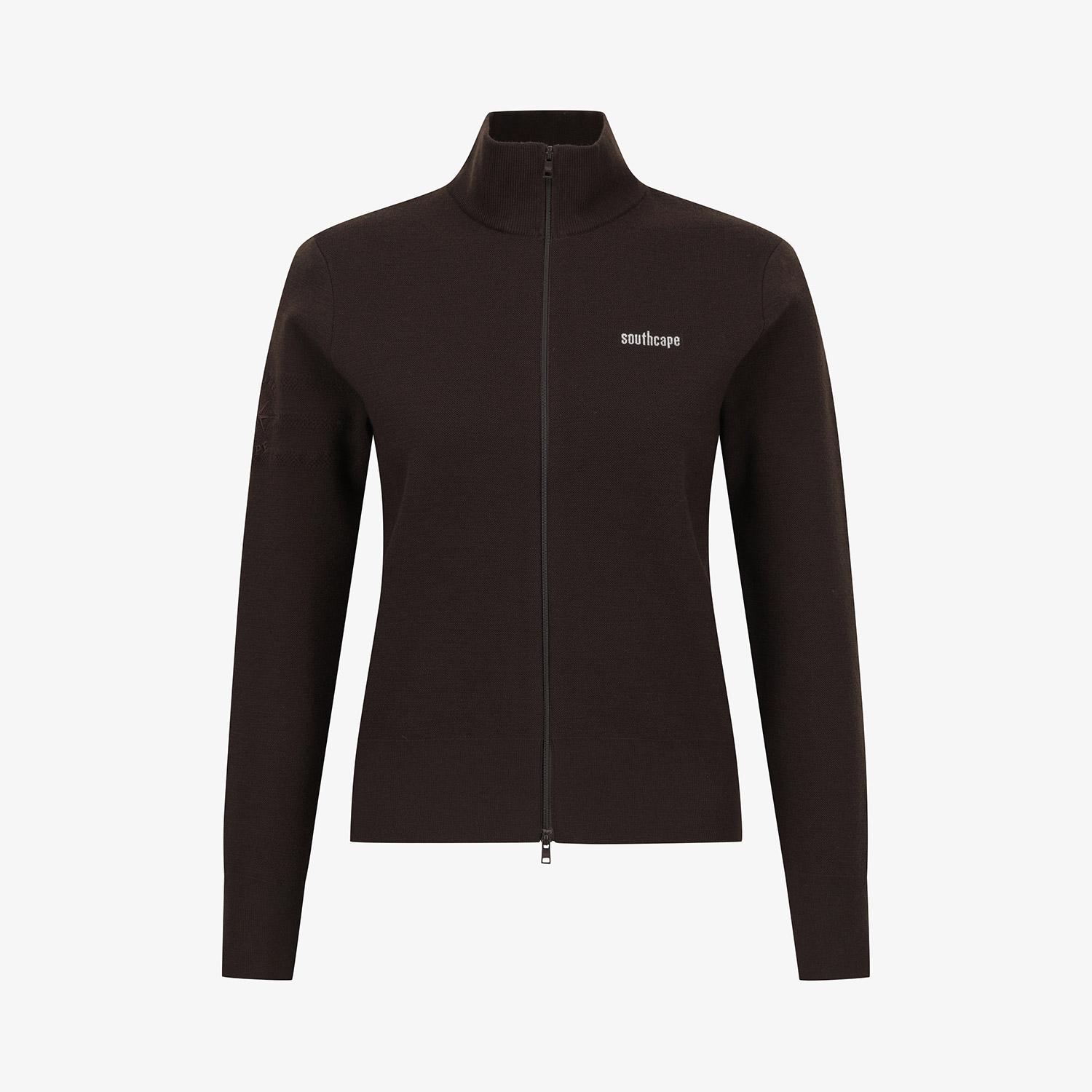 Áo knit golf nữ Southcape màu nâu cổ cao khóa kéo trang phục golf nữ Hàn Quốc