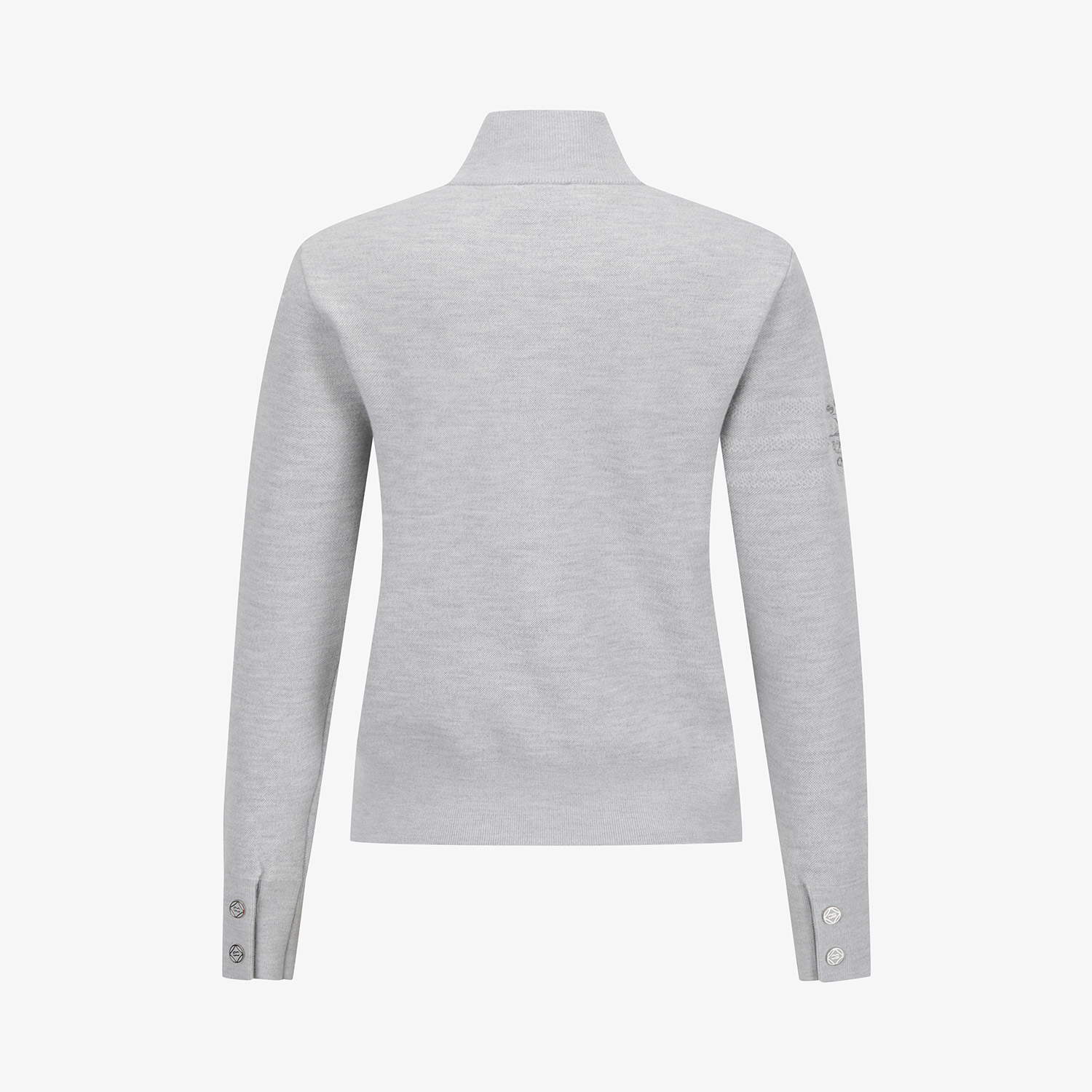 Áo knit golf nữ cổ cao tay dài màu xám — ảnh 3