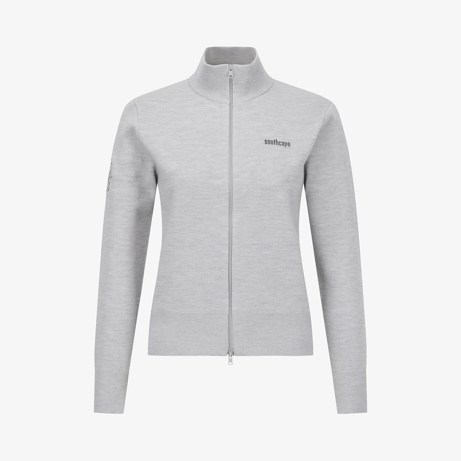 Áo knit golf nữ màu xám cổ cao khóa kéo tay dài Southcape