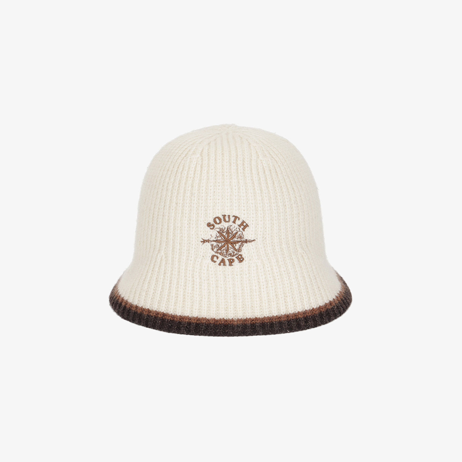 Mũ knit golf nữ màu ngà viền nâu thêu logo Southcape