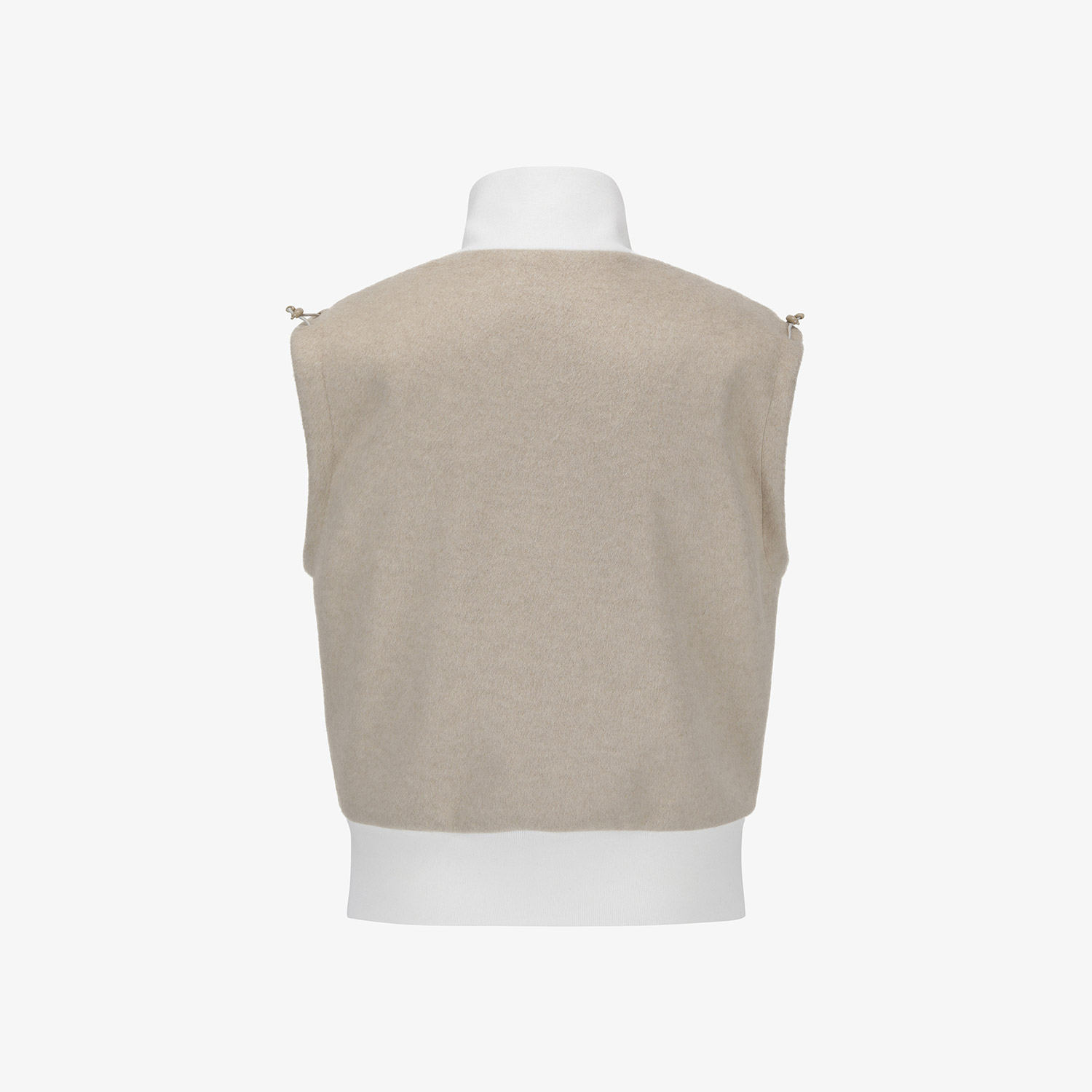 Áo vest golf nữ dáng suông cổ đứng màu be — ảnh 3