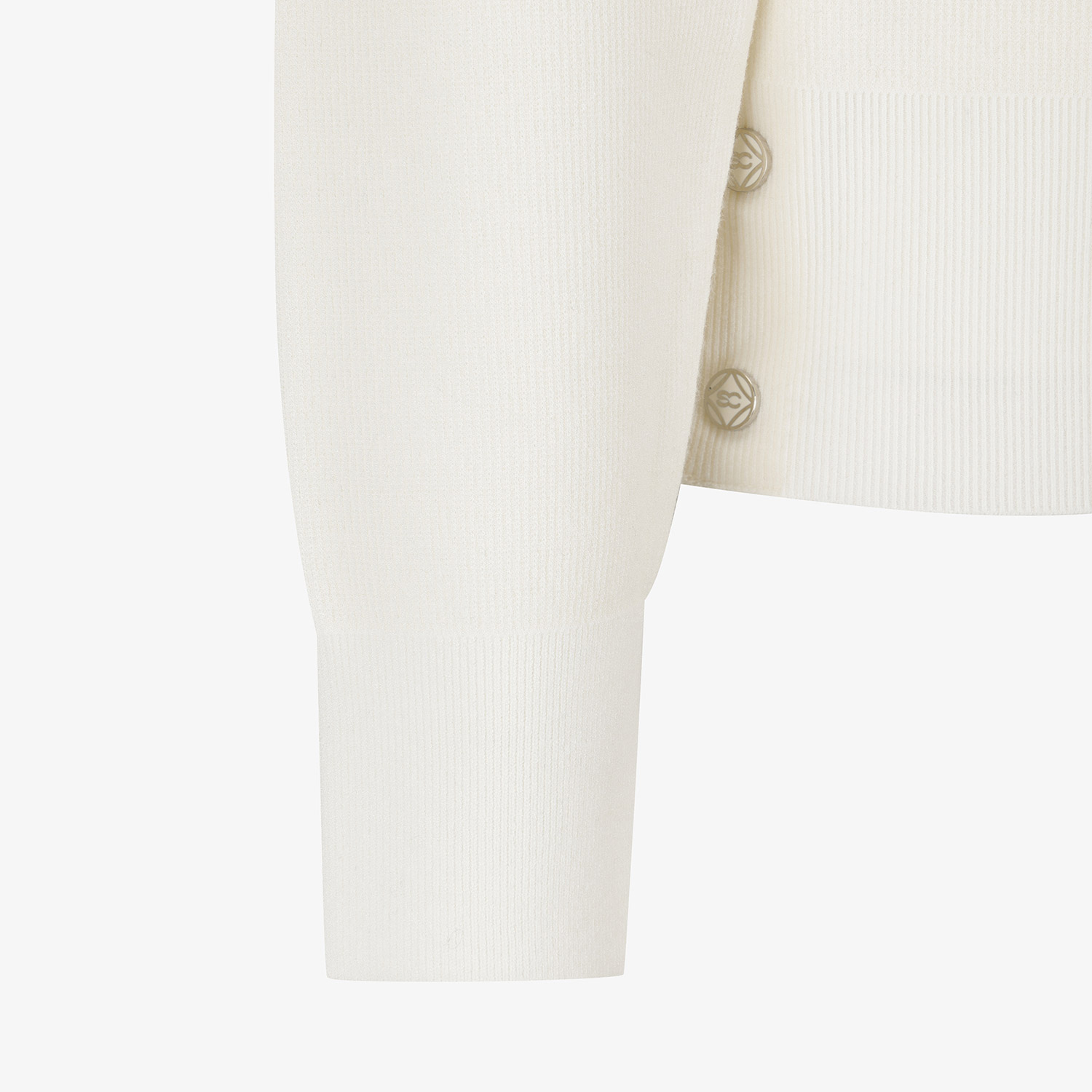 Áo knit golf nữ cổ tròn tay dài màu ngà — ảnh 5