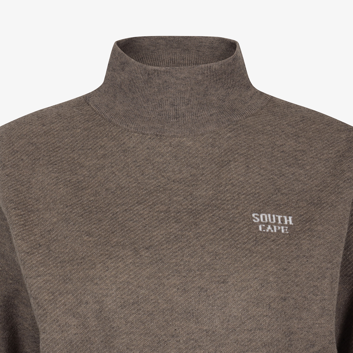 Áo knit golf nữ cổ cao tay dài màu nâu nhạt — ảnh 4