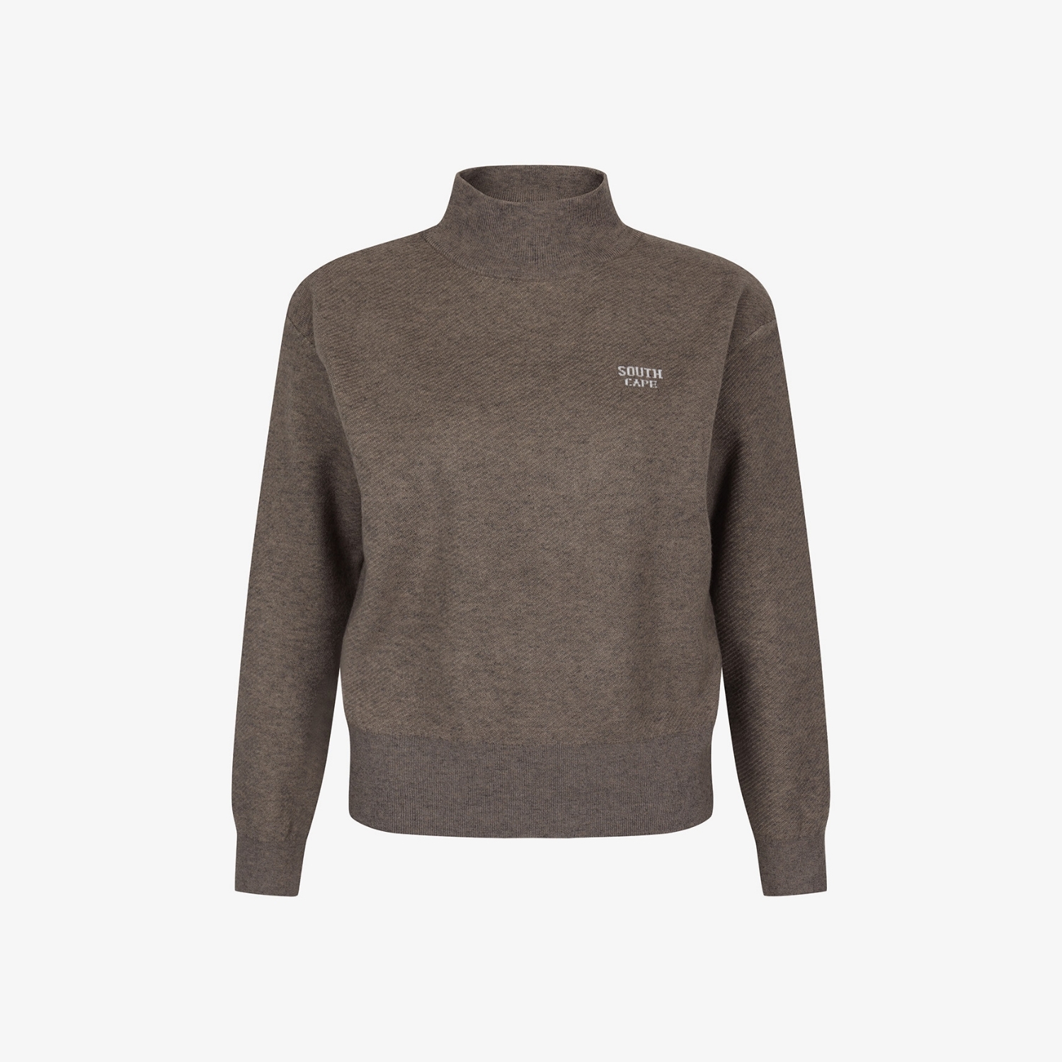 Áo knit golf nữ cổ cao tay dài màu nâu nhạt — ảnh 2