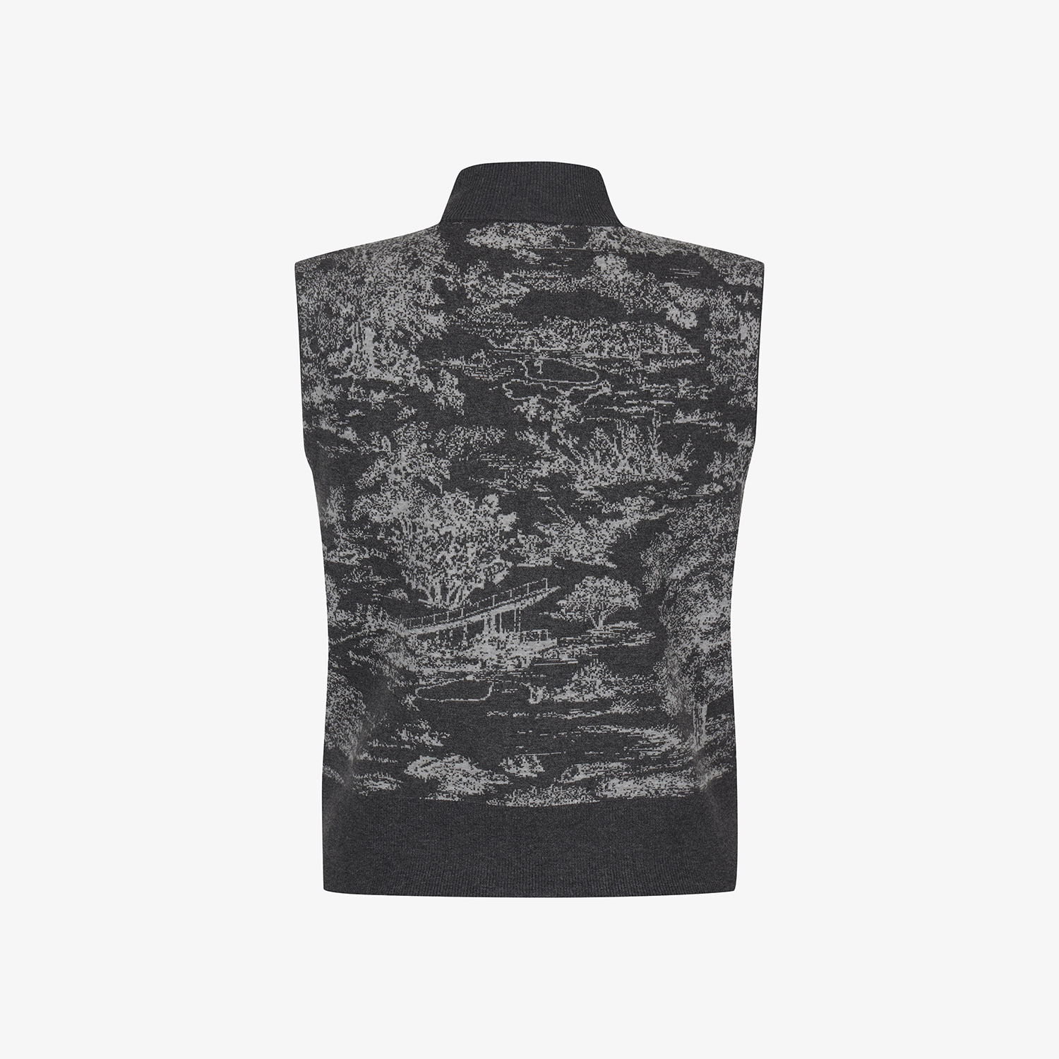 Áo vest golf nữ cổ đứng họa tiết xám đậm — ảnh 3