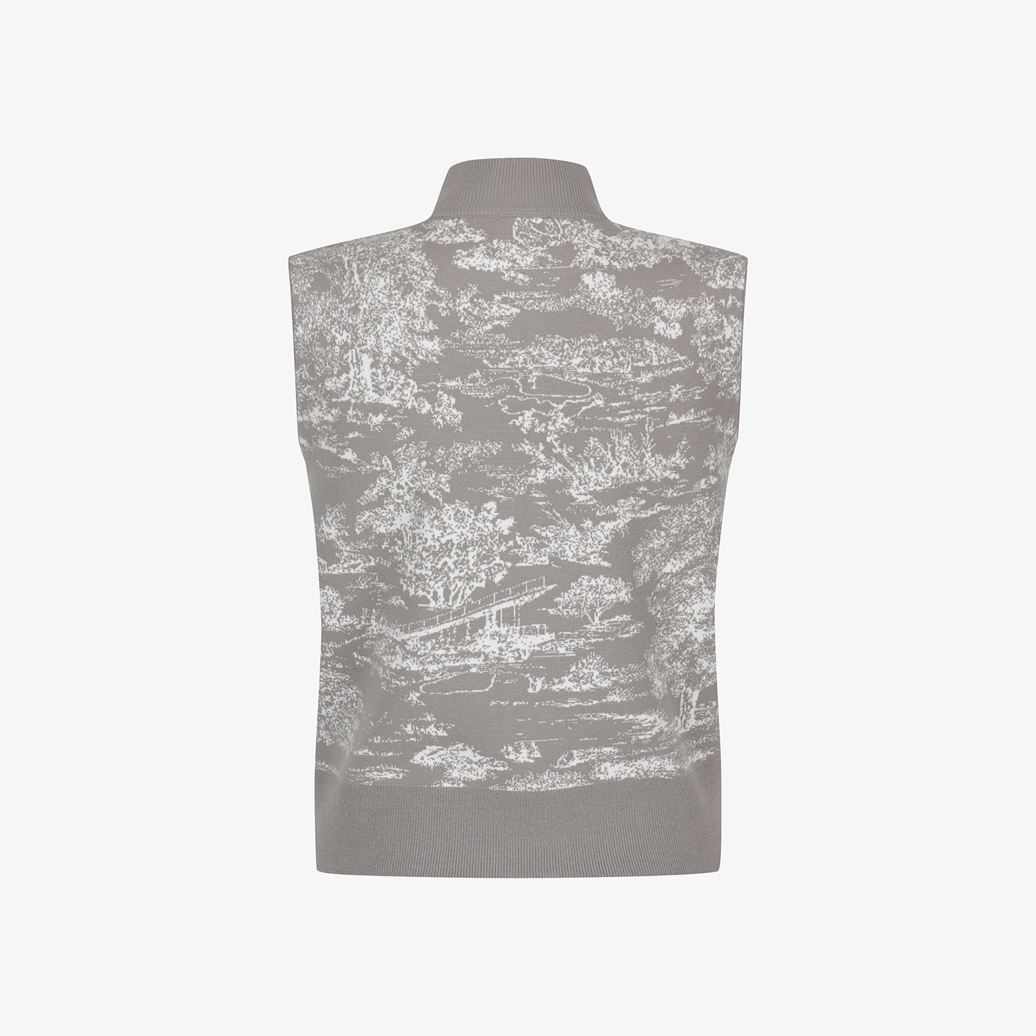 Áo vest golf nữ khoá kéo họa tiết trừu tượng màu sépia — ảnh 3