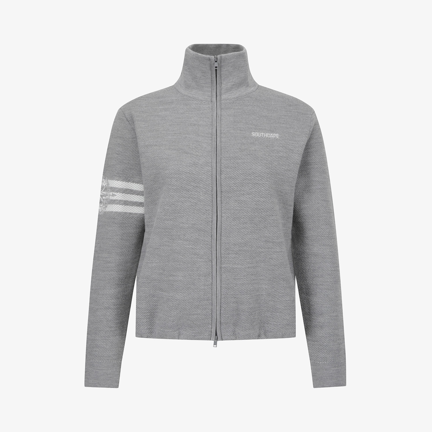 Áo knit golf nữ cổ cao khoá kéo màu xám — ảnh 2