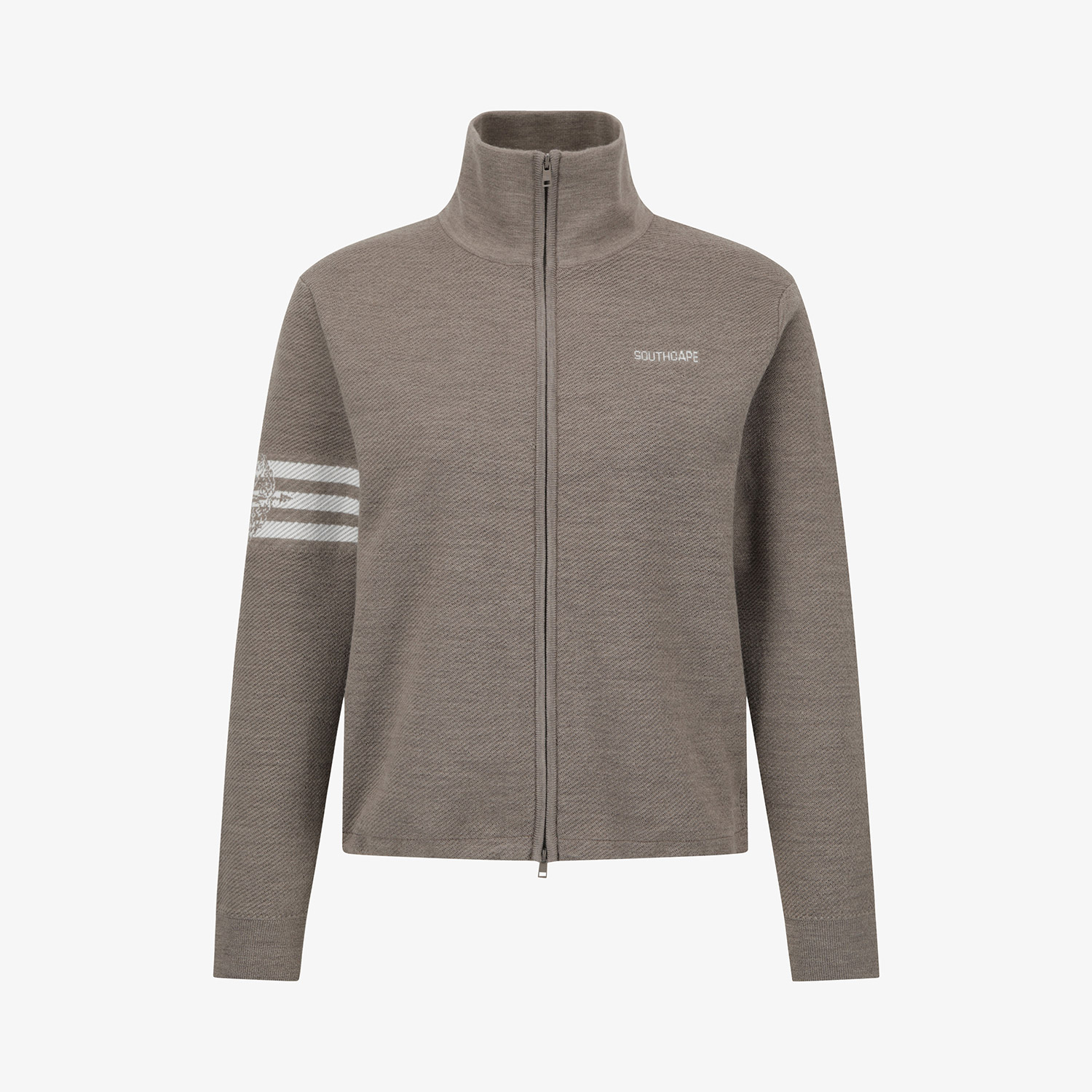 Áo knit golf nữ cổ cao tay dài màu nâu nhạt — ảnh 2