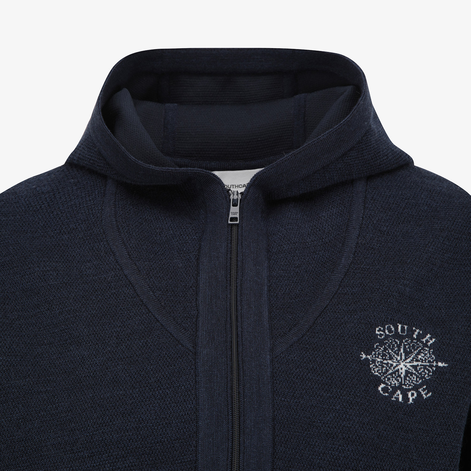 Áo knit golf nữ kiểu khóa kéo có mũ màu xanh navy — ảnh 4