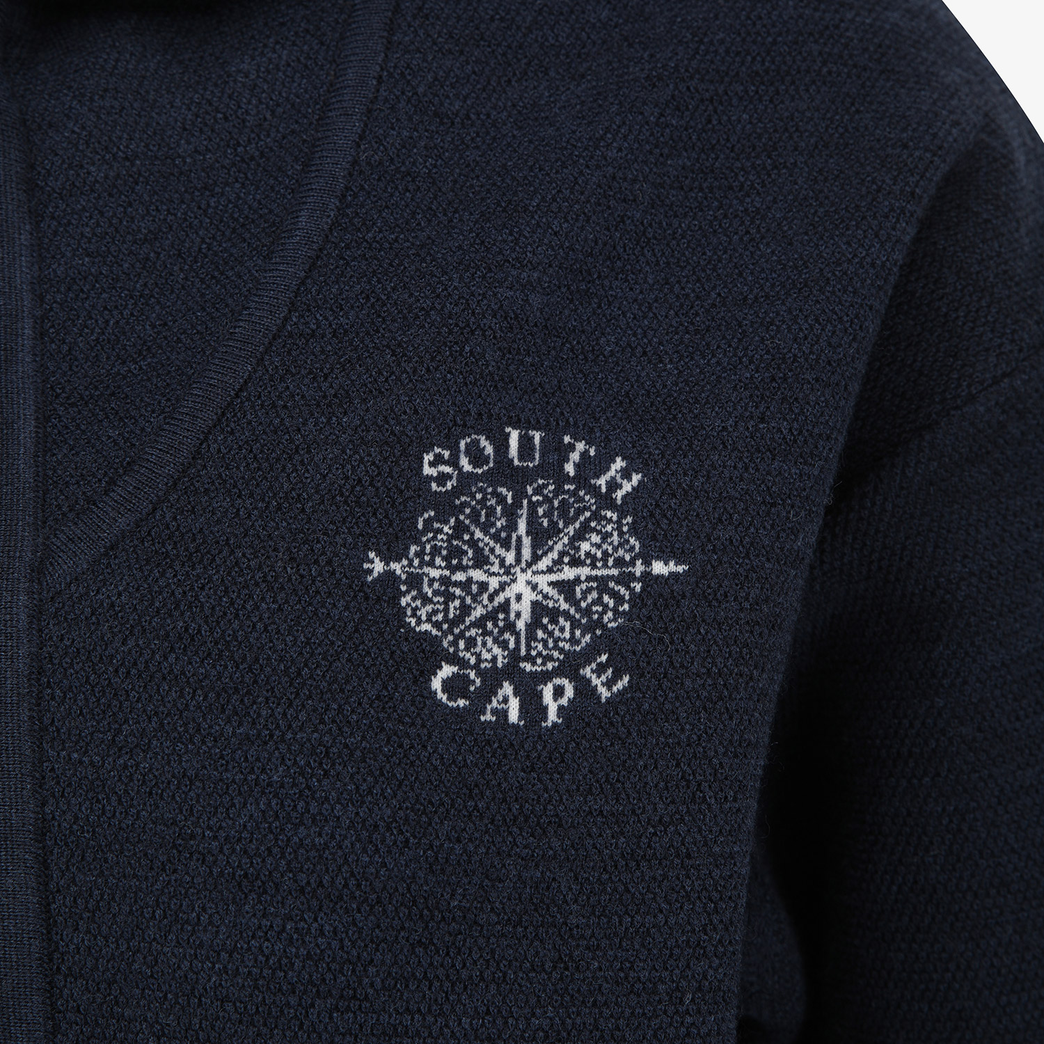 Áo knit golf nữ kiểu khóa kéo có mũ màu xanh navy — ảnh 5