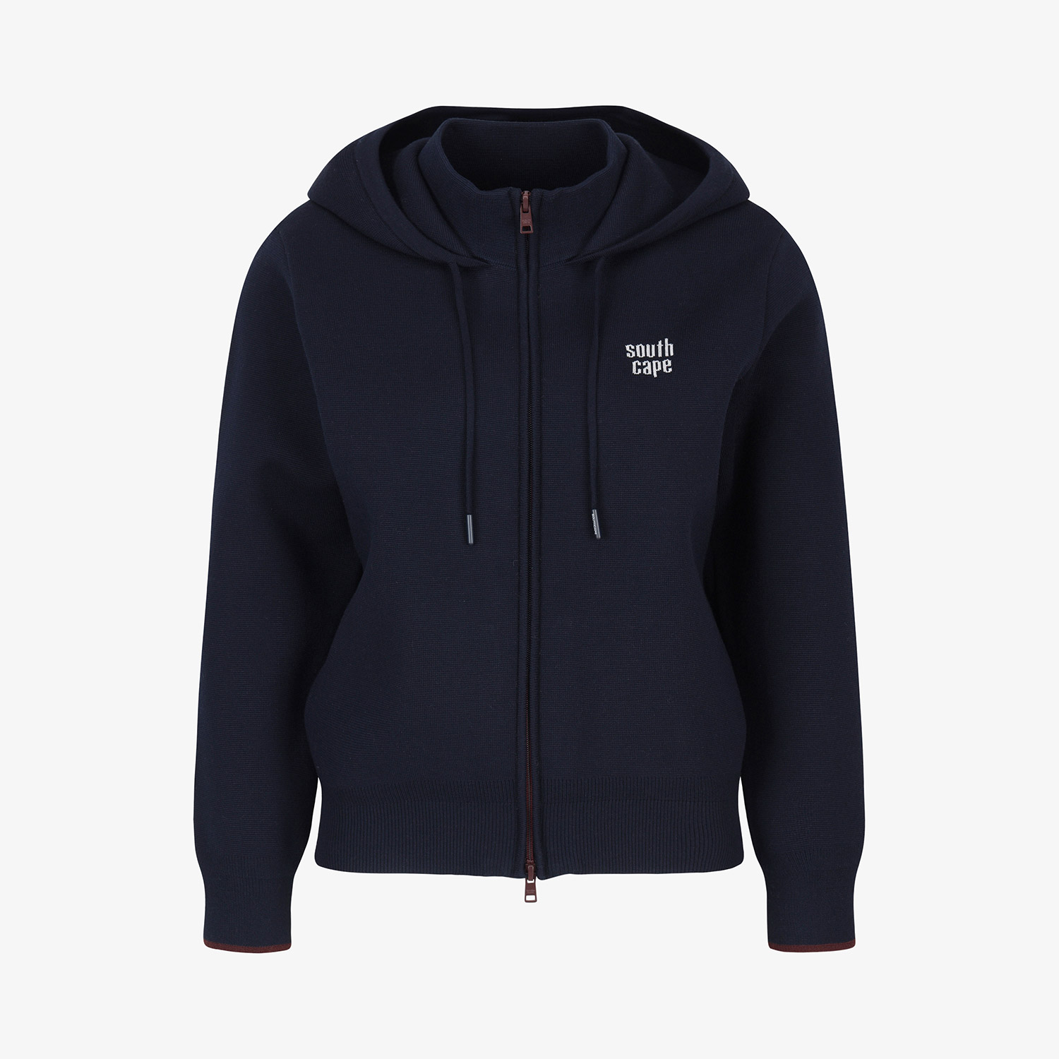 Áo khoác golf nữ màu xanh navy kiểu hoodie dáng ôm có khóa kéo full trước và mũ hood Southcape