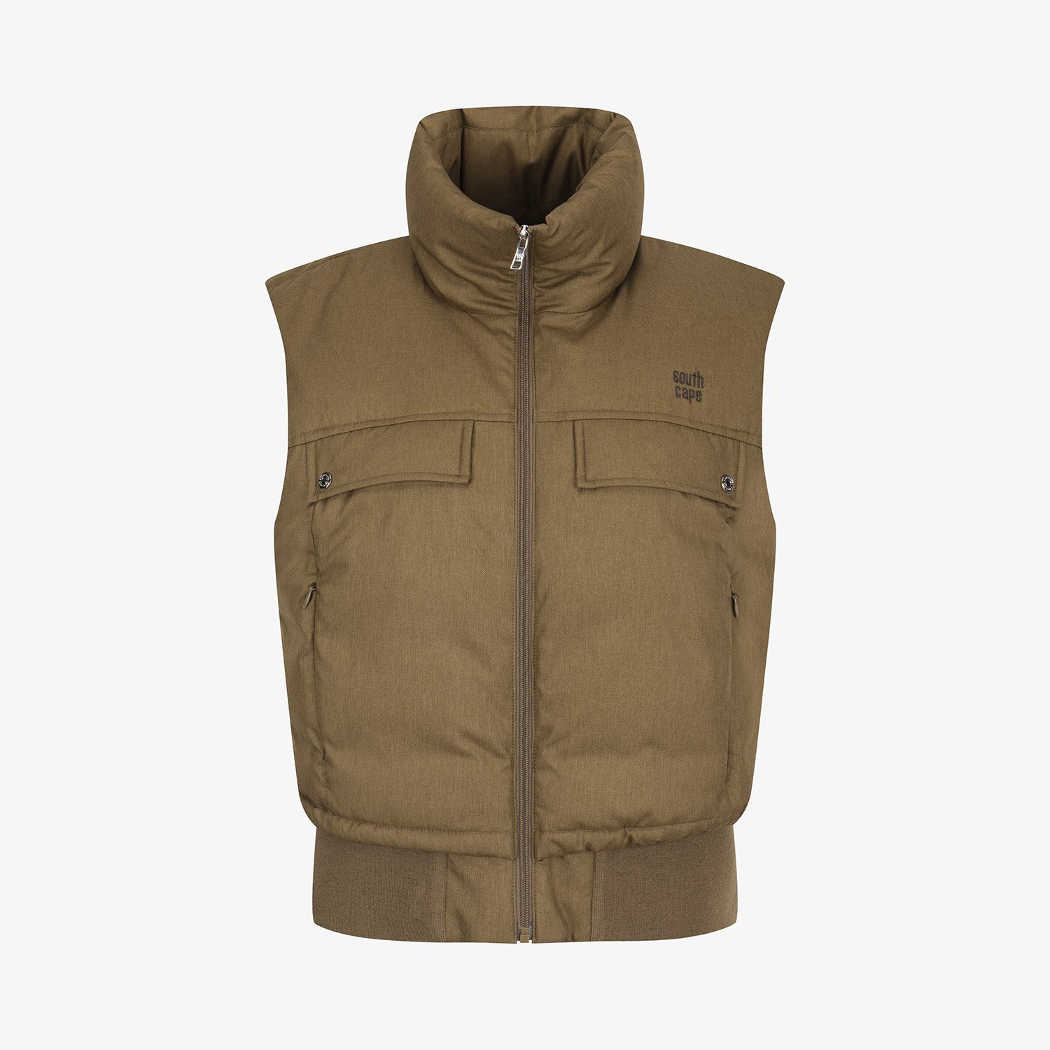Áo vest golf nữ dáng ôm cổ cao màu be — ảnh 2