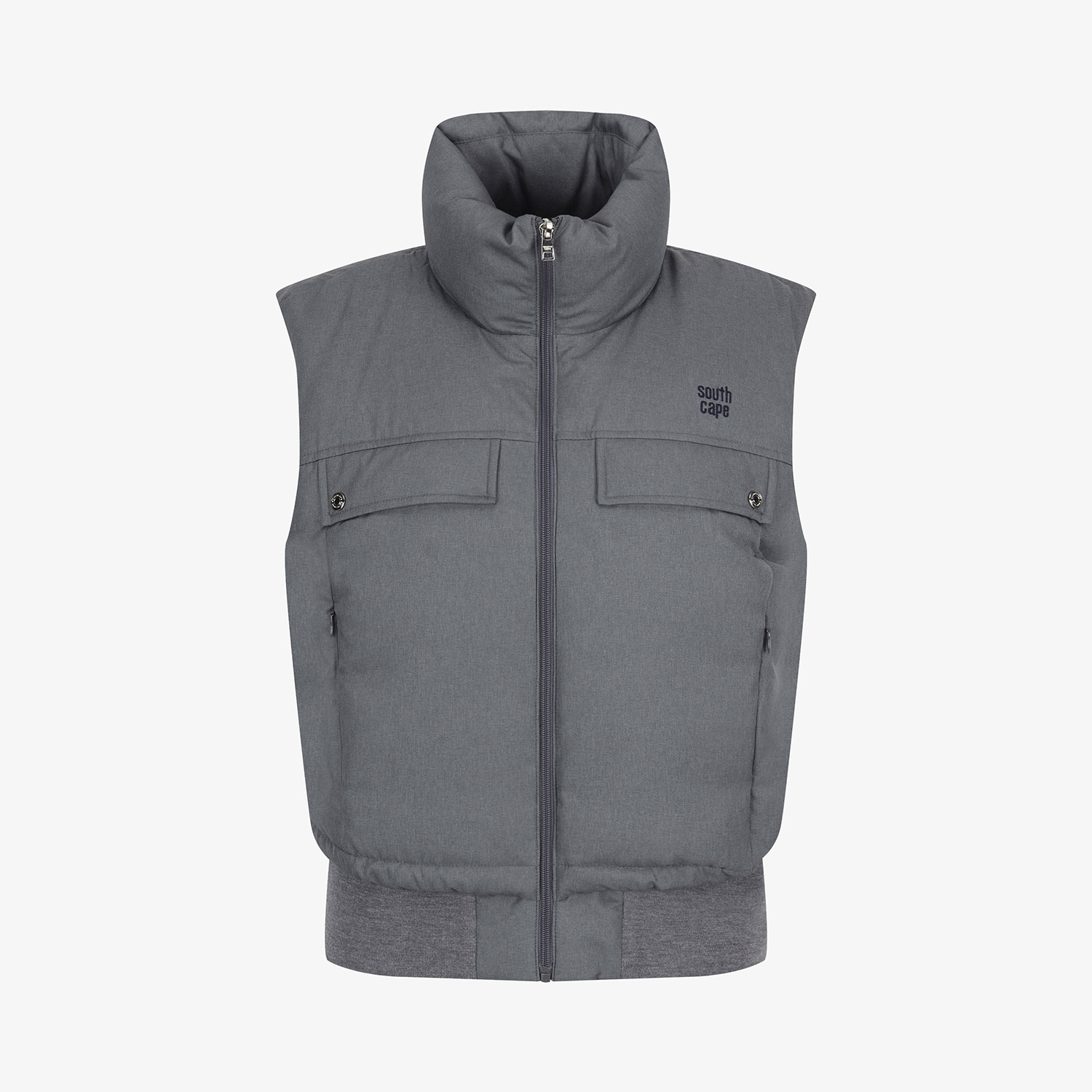 Áo vest golf nữ dáng phao gile cổ cao màu xám — Southcape | Seoul Golf Fashion